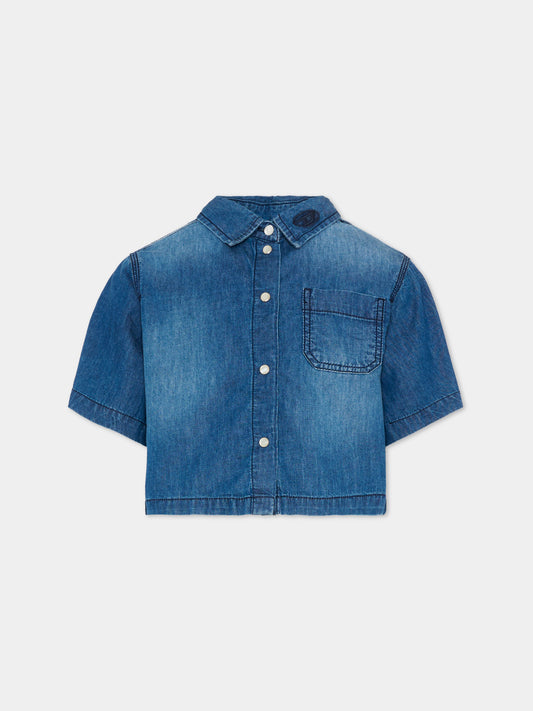 Camicia denim per bambina con logo,Diesel,J02165 KXBRW K01