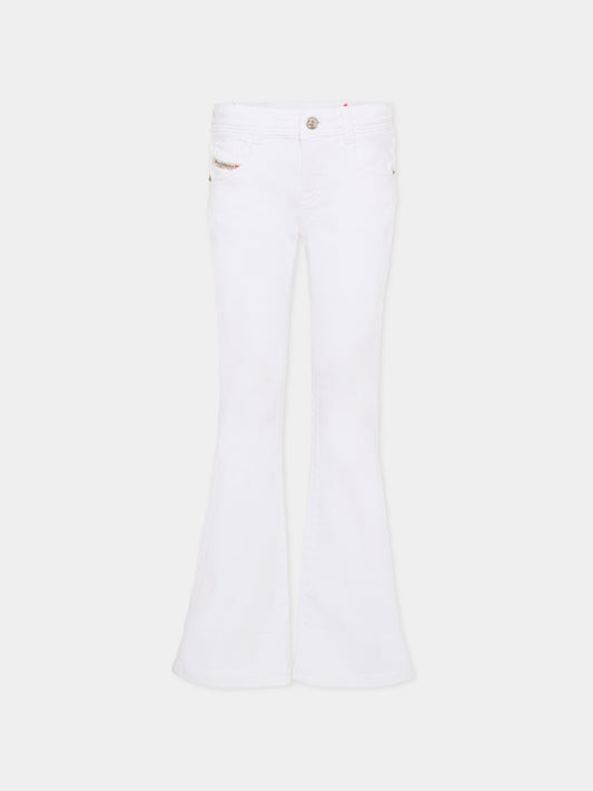 Jeans bianchi per bambina con logo,Diesel,J02341 KXBR6 K100