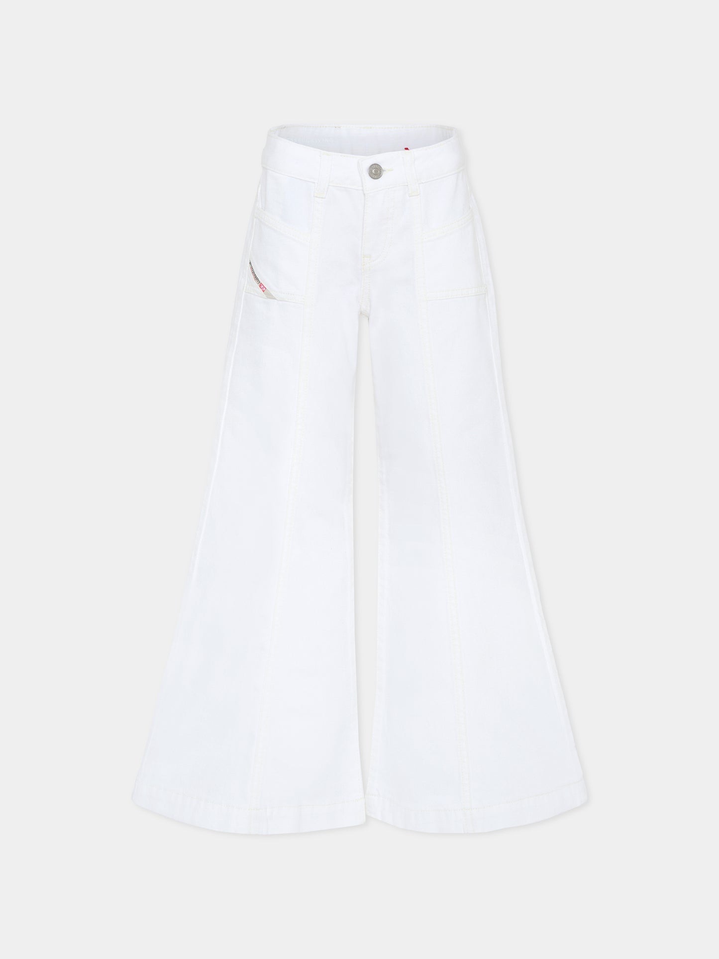 Jeans bianchi per bambina con logo,Diesel,J02343 KXBRZ K141