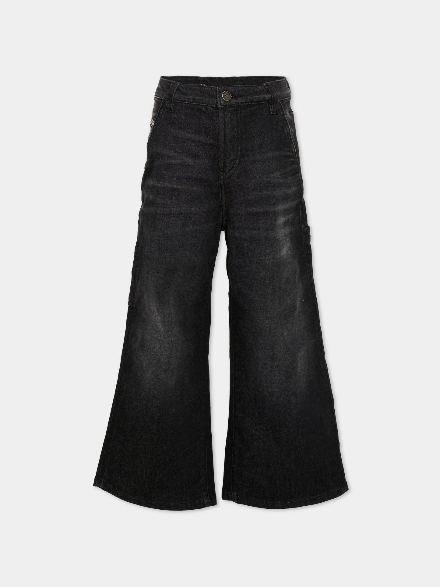 Jeans neri per bambina con logo,Diesel,J02349 KXBSK K02