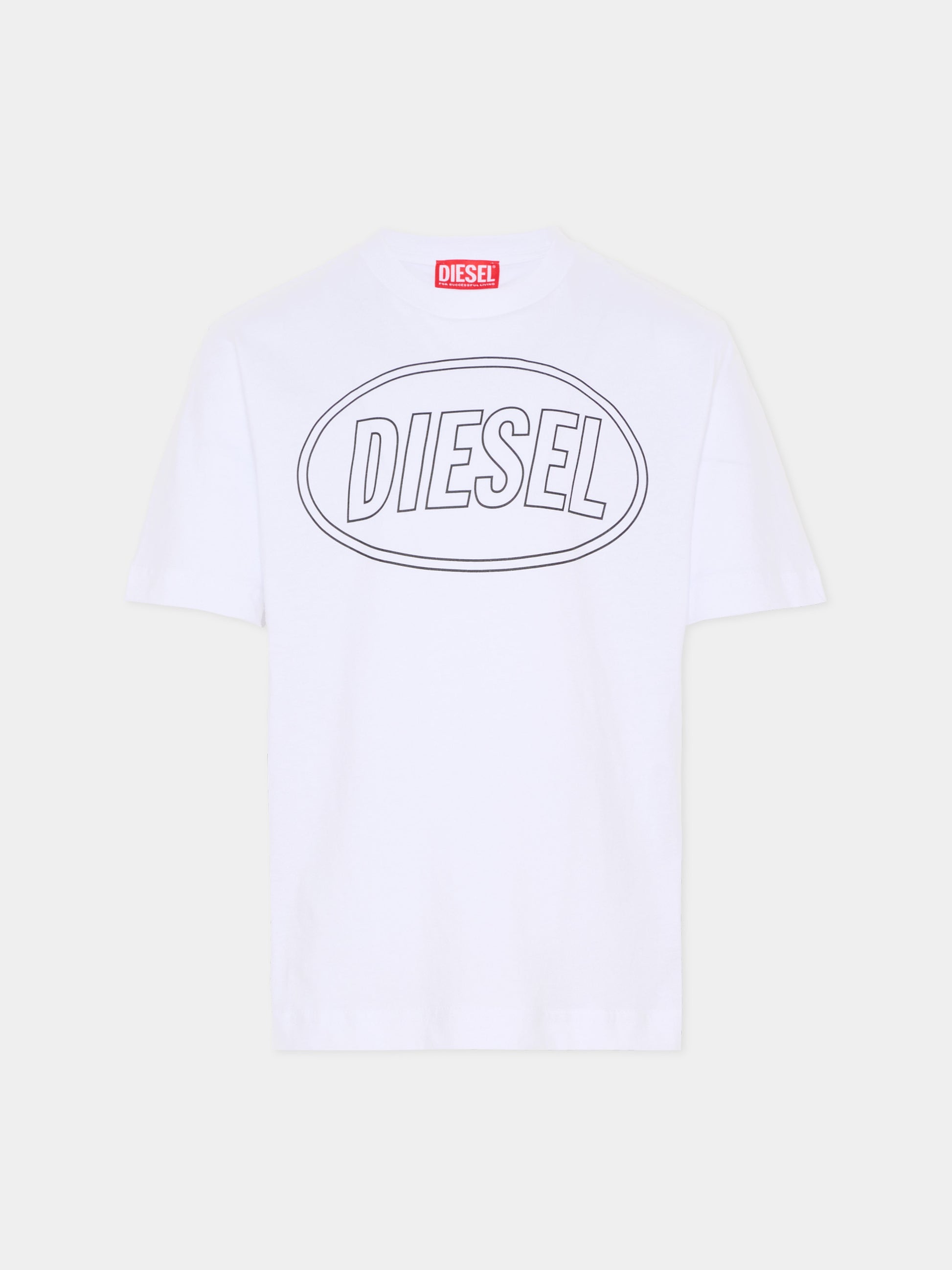 T-shirt bianca per bambini con logo,Diesel,J02582 0GRAI K100