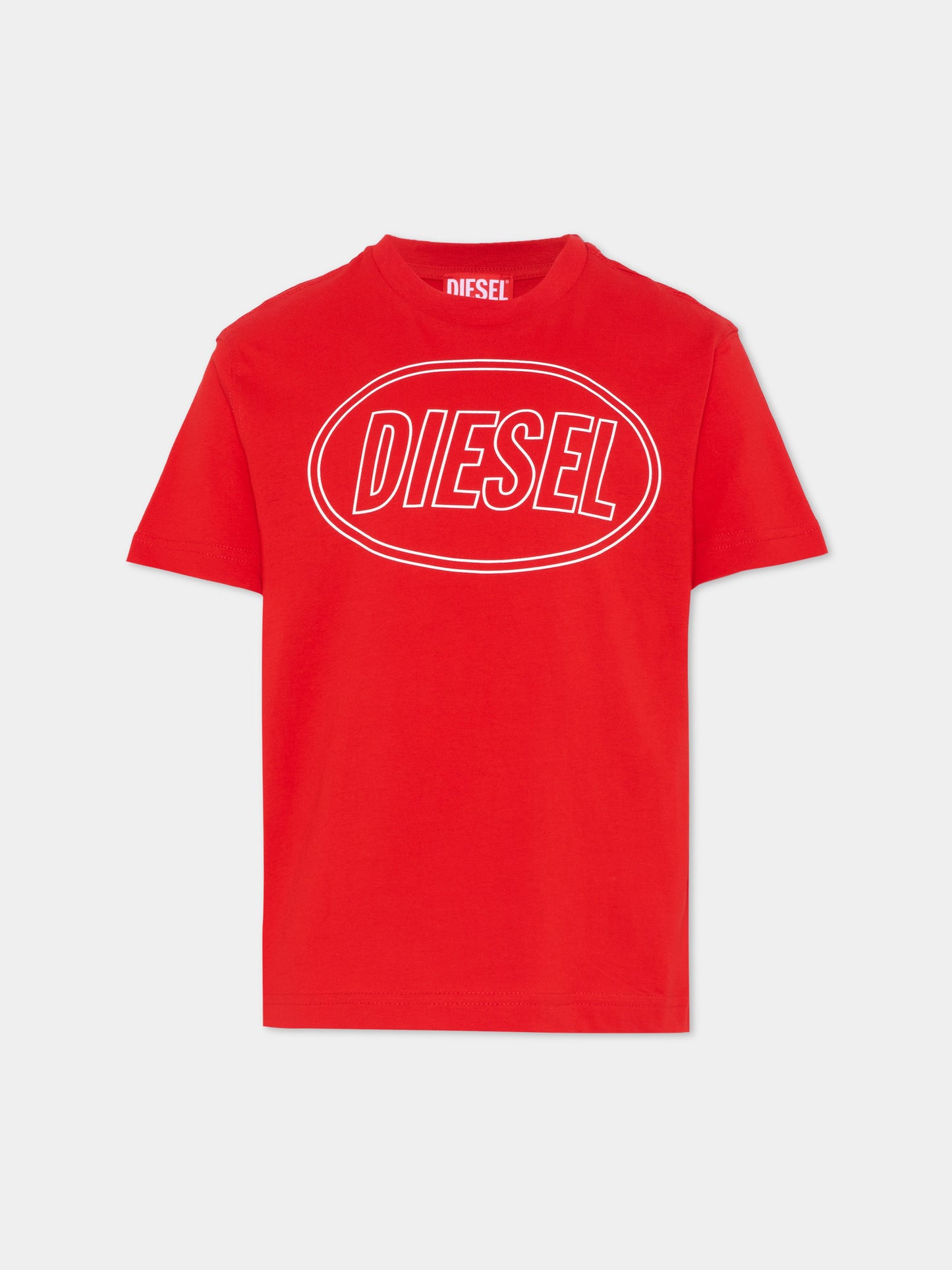 T-shirt rossa per bambini con logo,Diesel,J02582 0GRAI K405