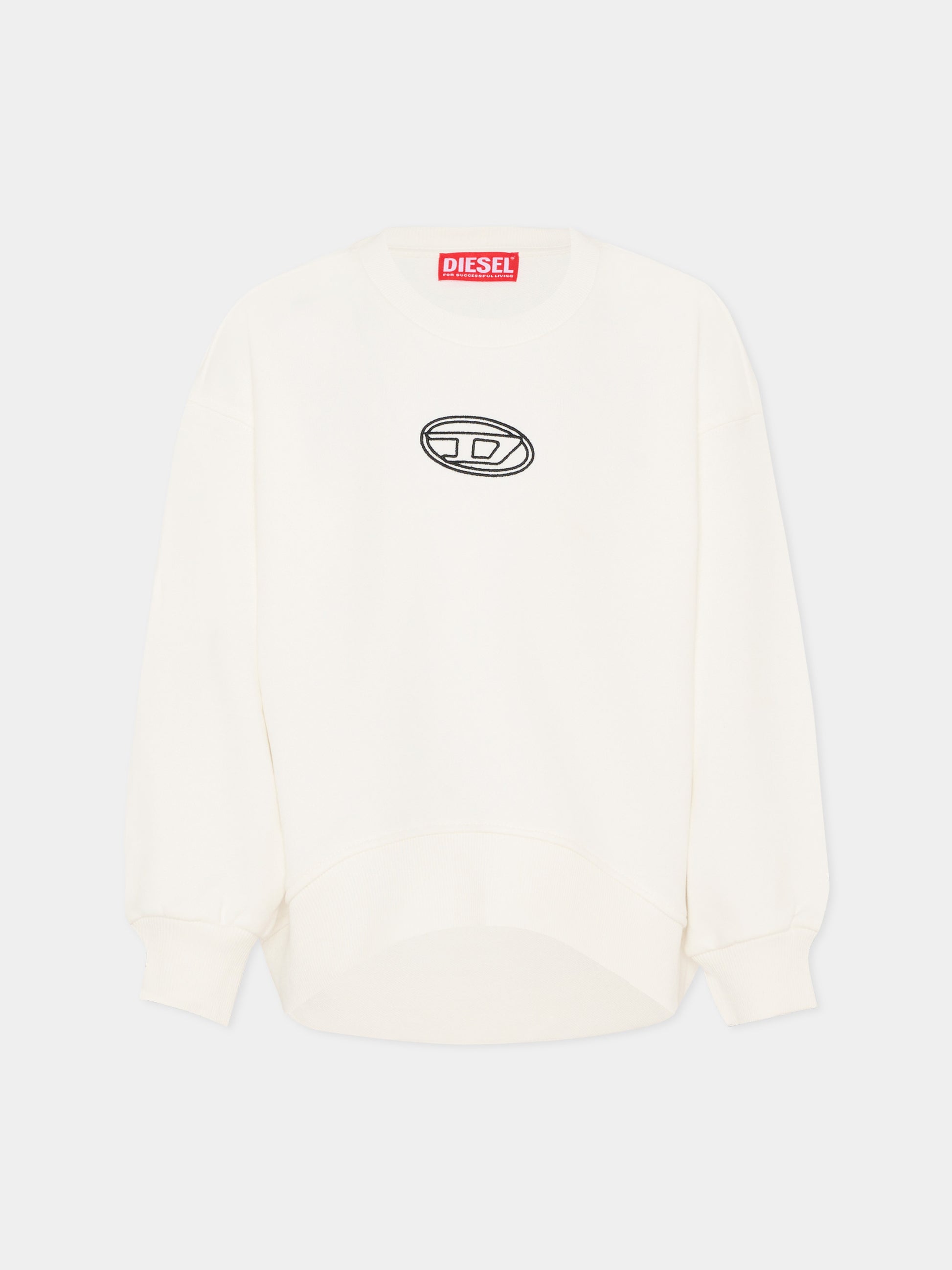 Felpa avorio per bambina con logo,Diesel,J02621 0GEAD K141