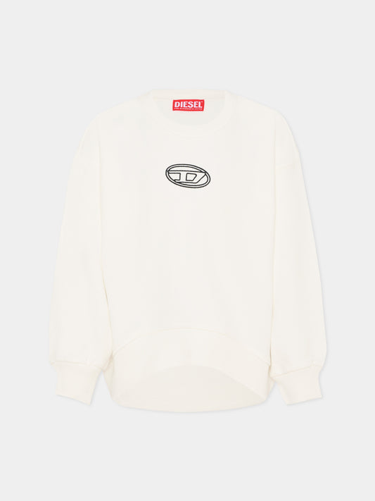 Felpa avorio per bambina con logo,Diesel,J02621 0GEAD K141