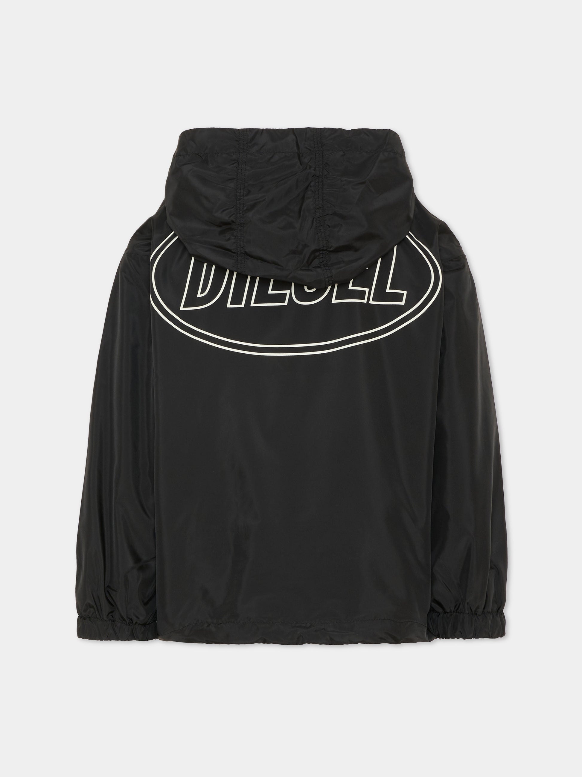 Giacca a vento nera per bambini con logo,Diesel,J02645 KXBSF K900