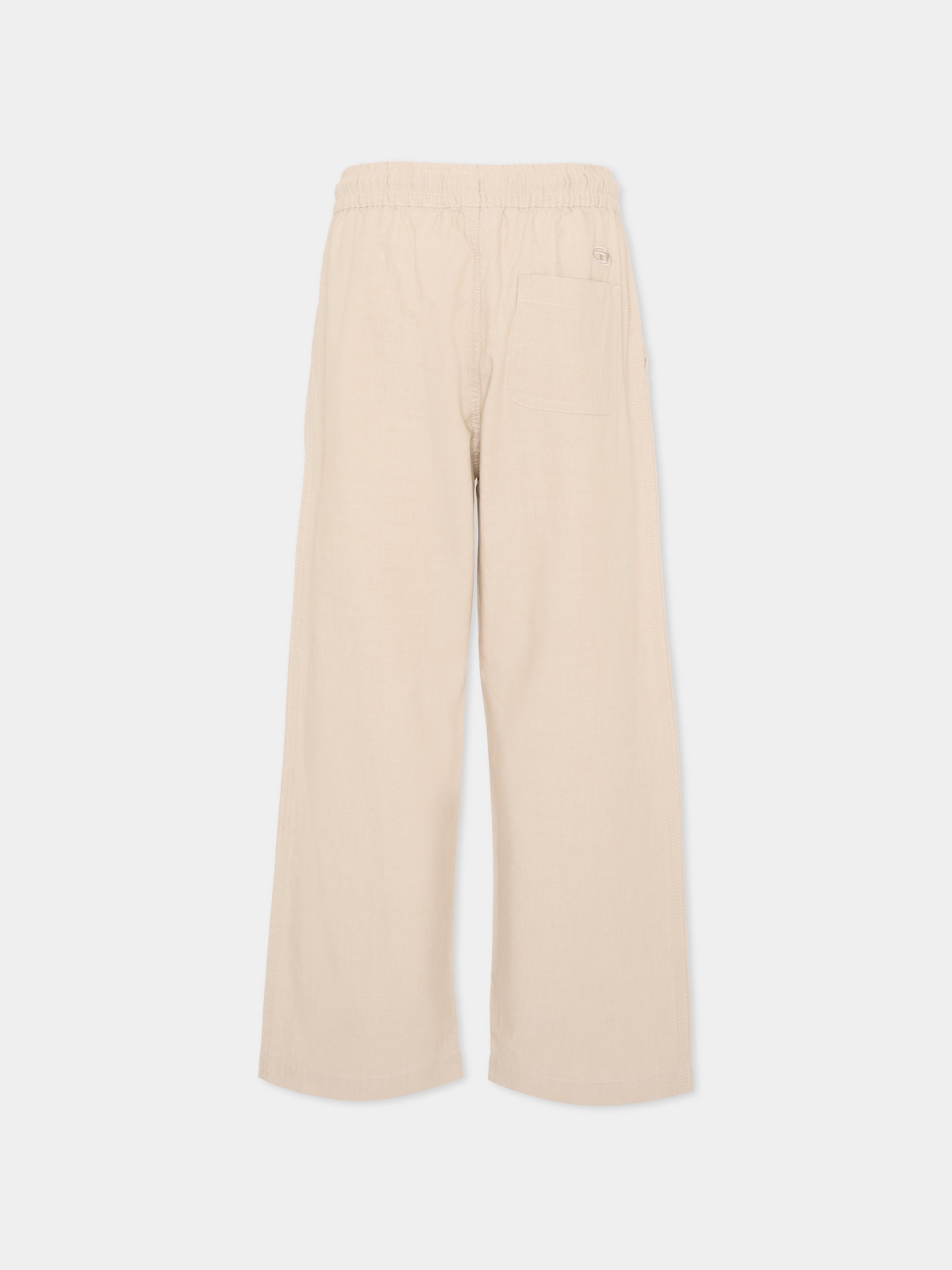 Pantaloni casual beige per bambino con logo,Diesel,J02659 KXBSN K141