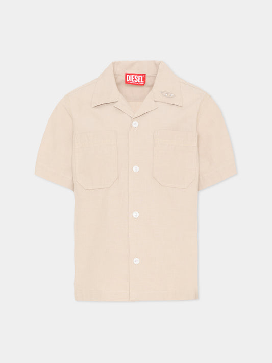 Camicia beige per bambino con logo,Diesel,J02671 KXBSN K141
