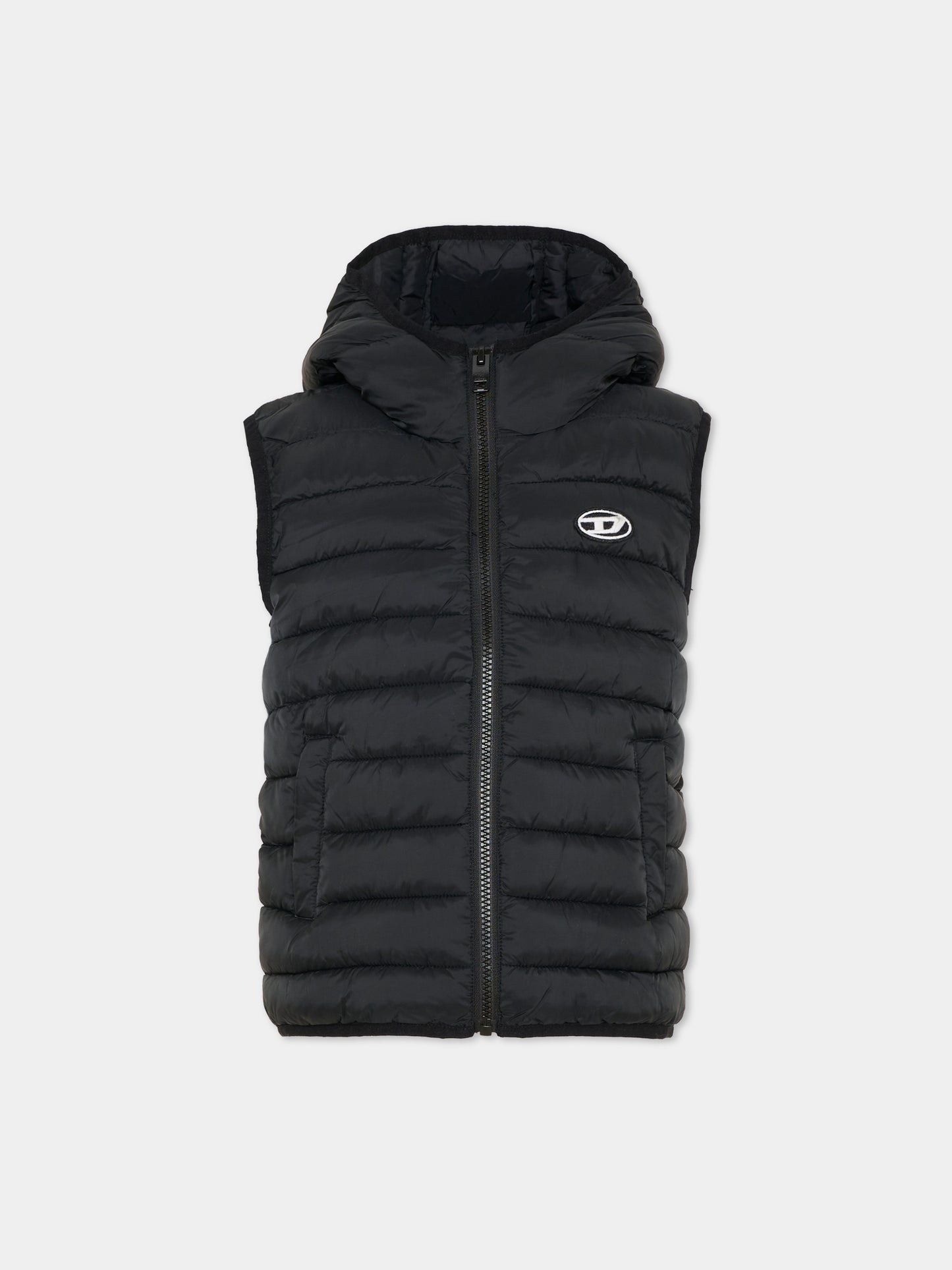 Gilet nero per bambini con logo,Diesel,J02696 KXBT0 K900