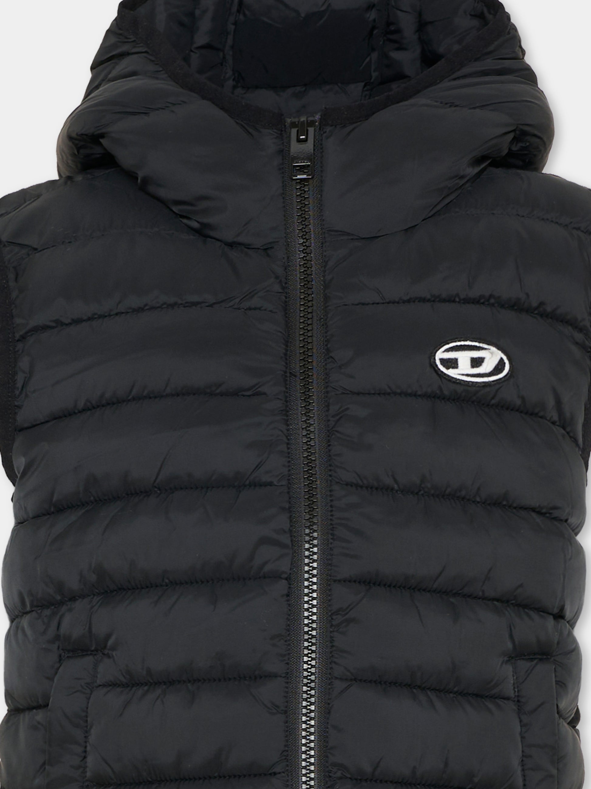 Gilet nero per bambini con logo,Diesel,J02696 KXBT0 K900