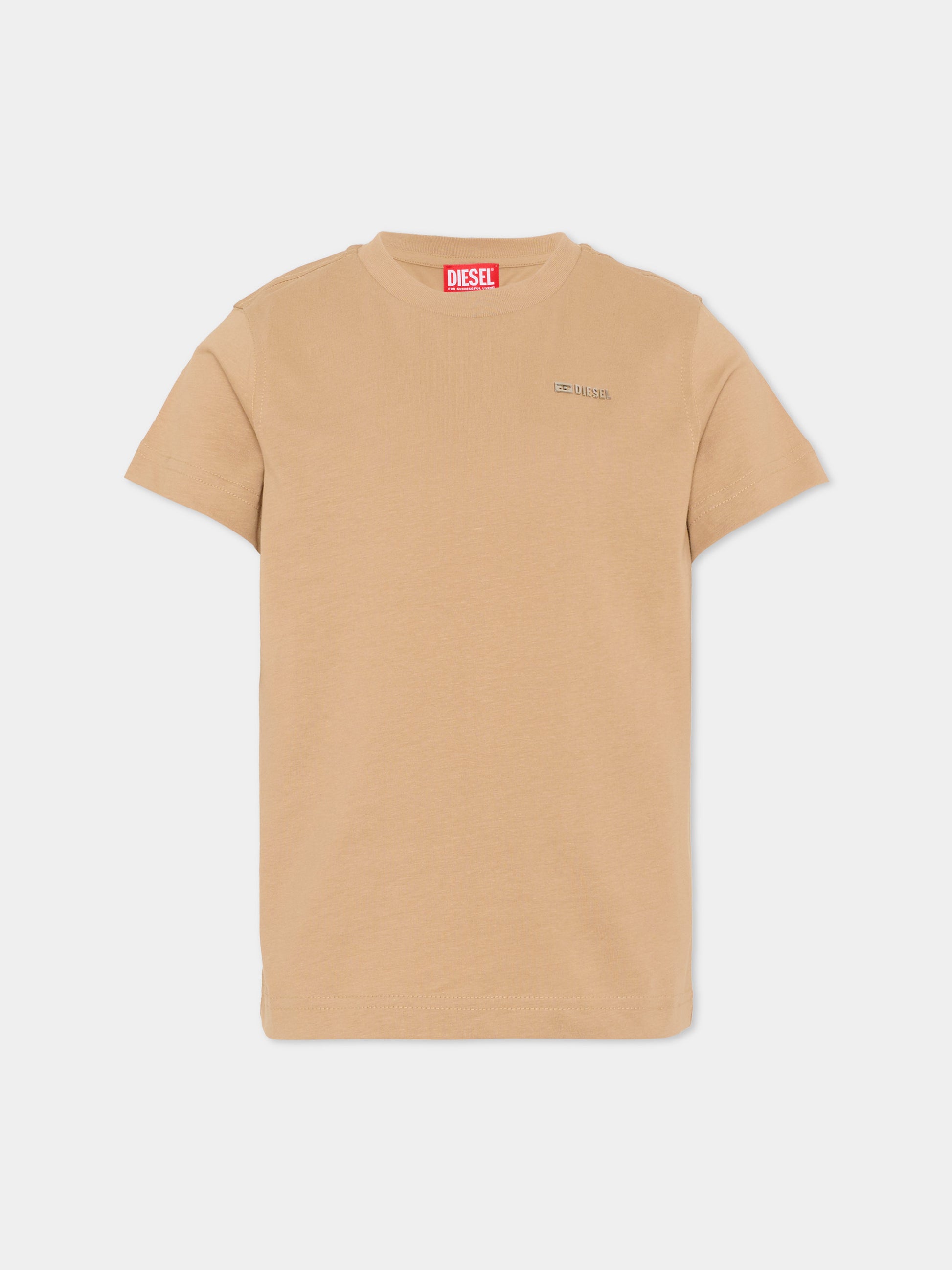 T-shirt beige per bambini con logo,Diesel,J02771 0CATM K726