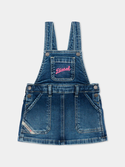 Salopette denim per neonata con logo,Diesel,K00719 KXBR0 K01