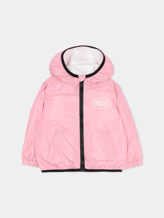 Giacca a vento rosa per neonata con logo,Diesel,K00731 KXBS4 K309