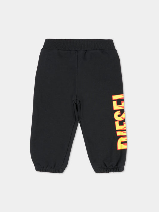 Pantaloni neri per neonato con logo,Diesel,K00732 KYAVF K900