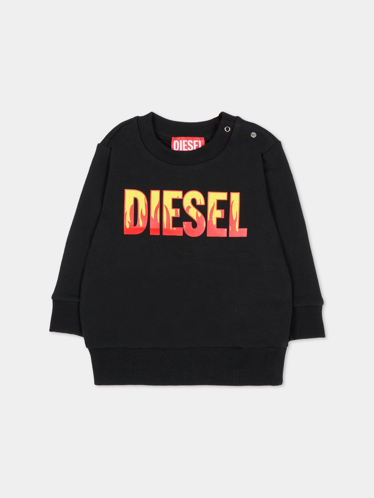 Felpa nera per neonato con logo,Diesel,K00748 KYAVF K900