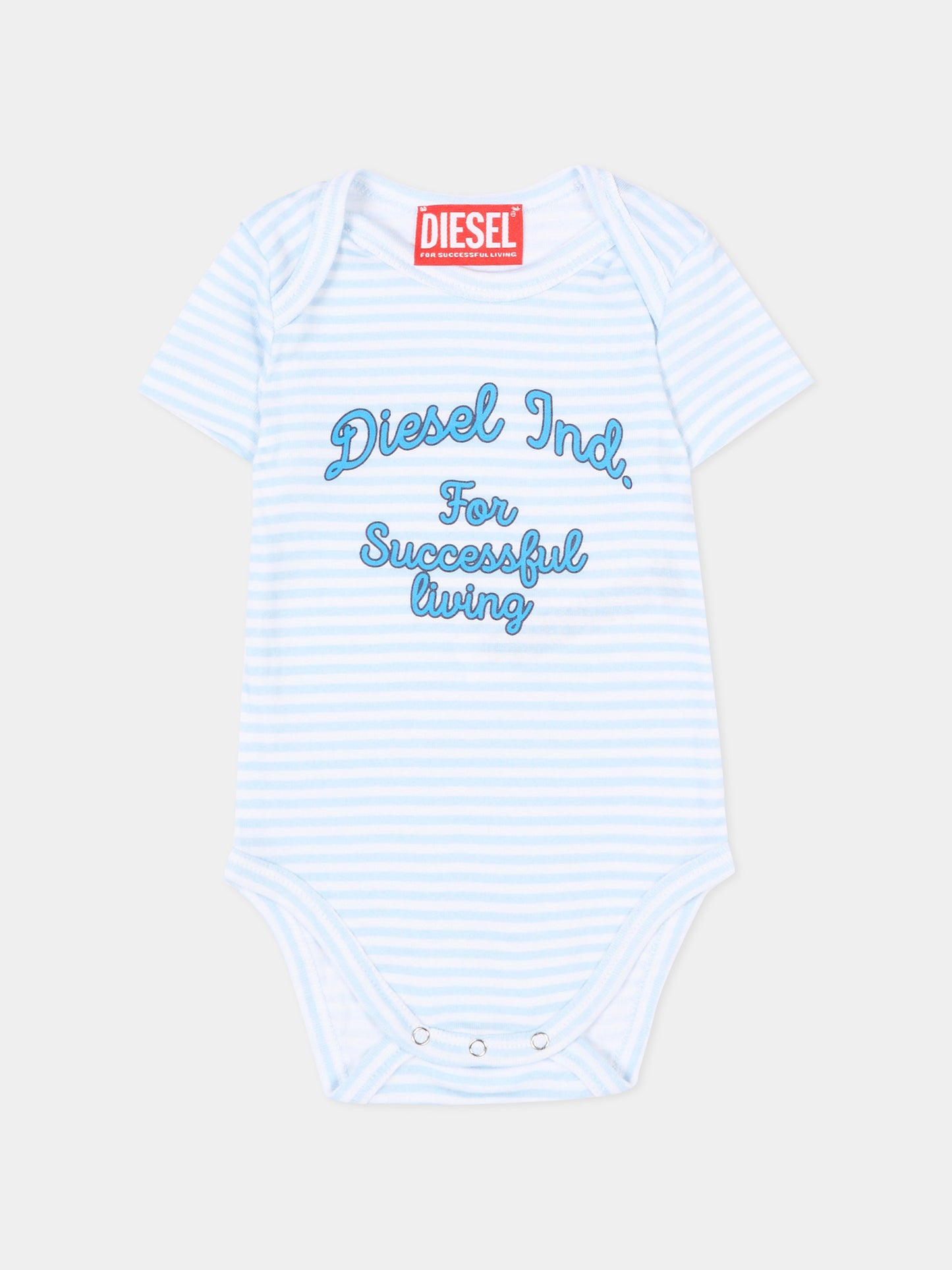Set body azzurro a righe per neonato,Diesel,N00094 KYA01 K817A