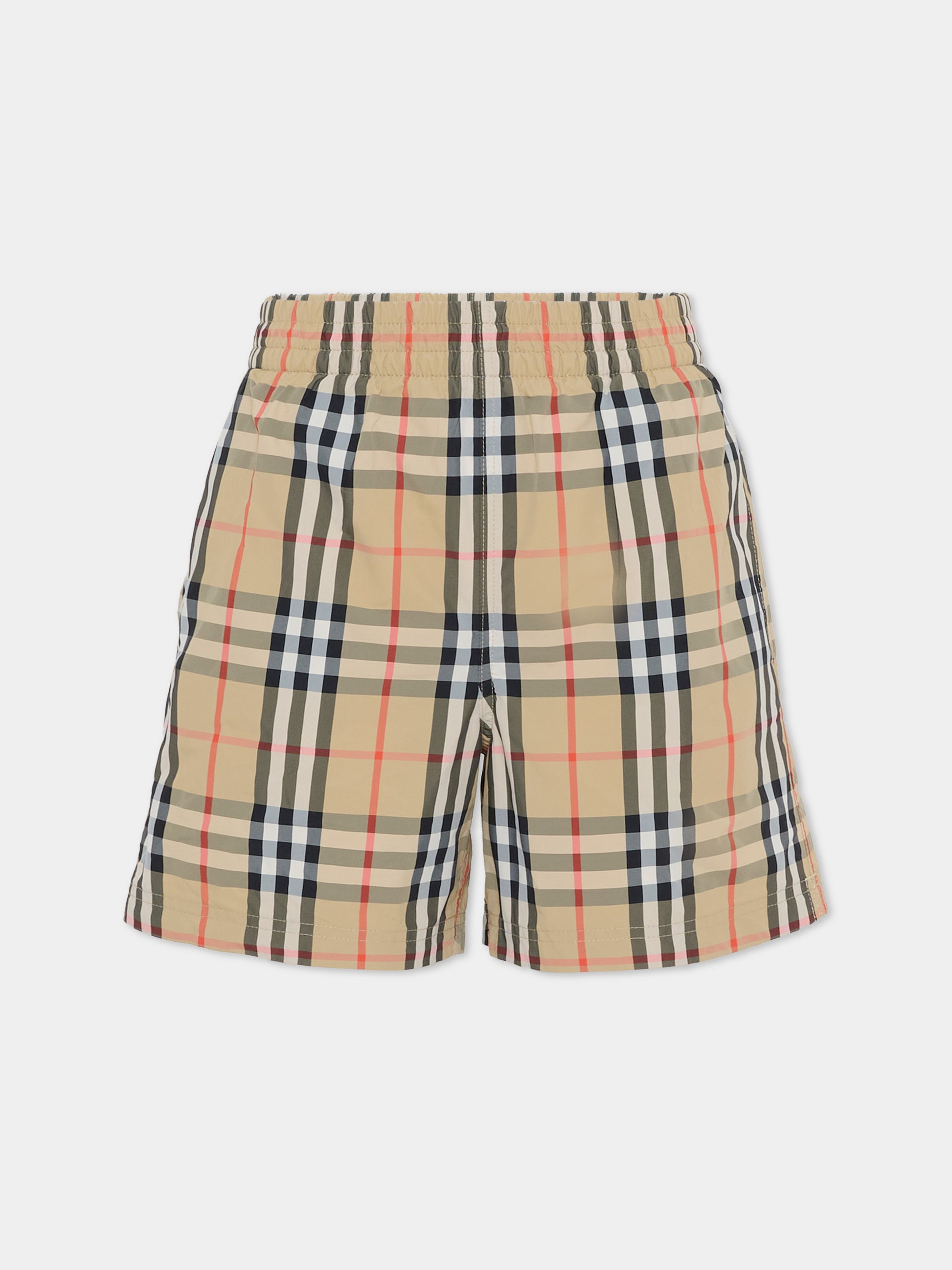 Boxer mare beige per bambino con check vintage,Burberry Kids,8117147 B9368