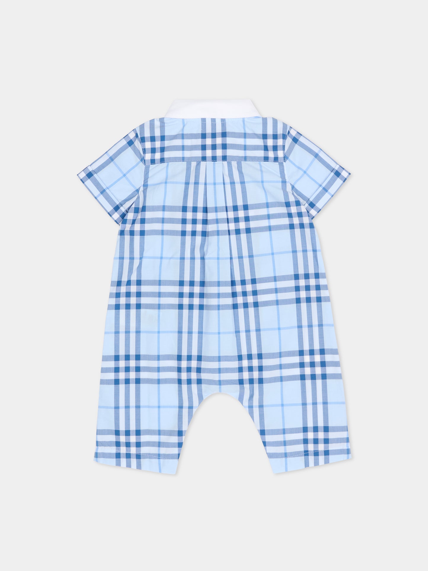 Pagliaccetto azzurro per neonato con check,Burberry Kids,8117520 A2209