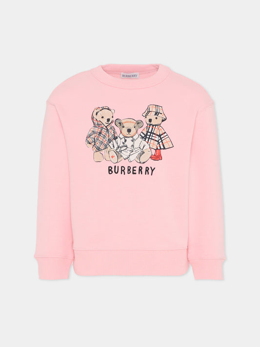 Felpa rosa per bambina con orsetto Thomas e I suoi amici,Burberry Kids,8117802 C4016