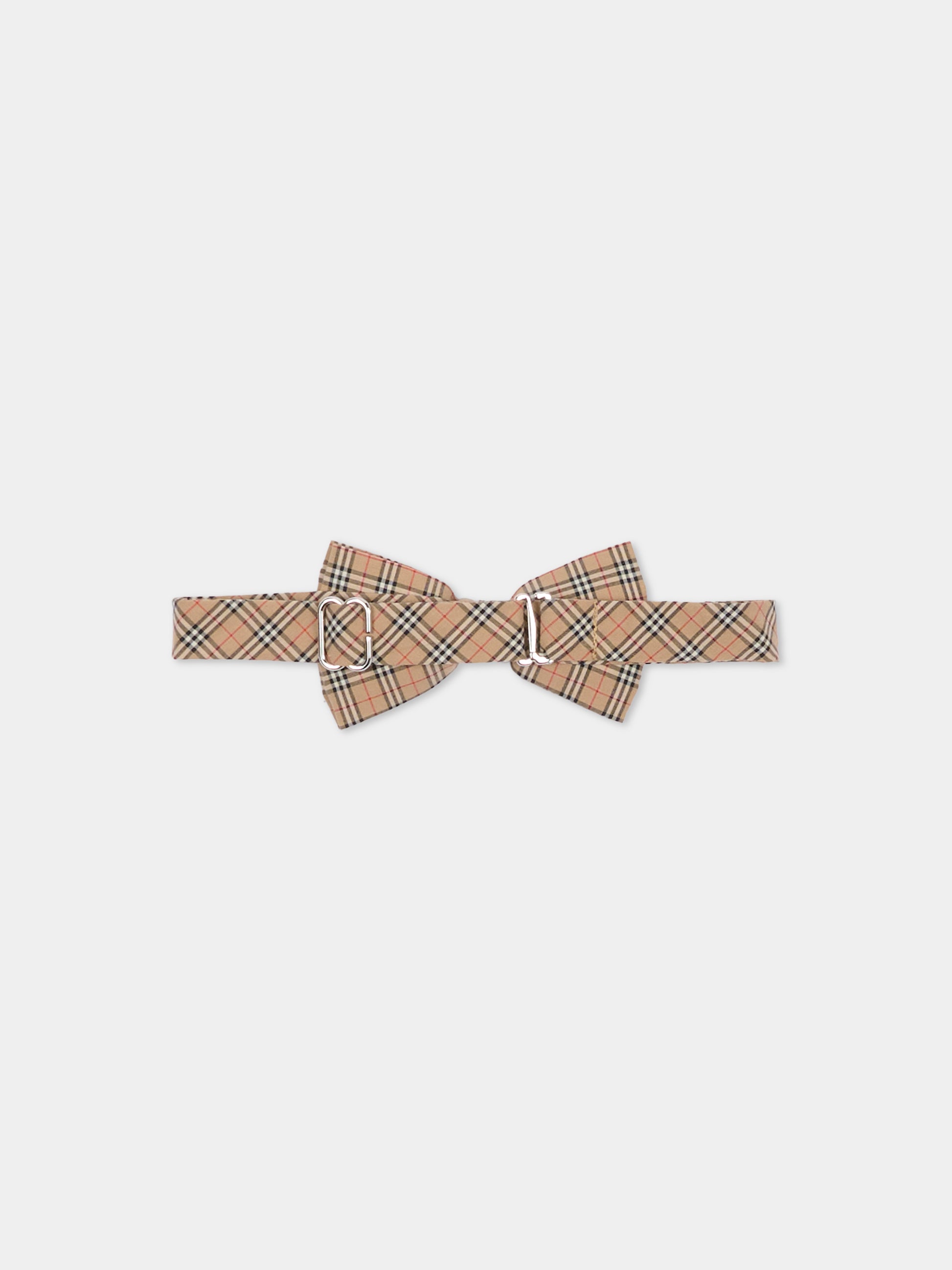 Papillon beige per bambino con check vintage,Burberry Kids,8117780 A7028