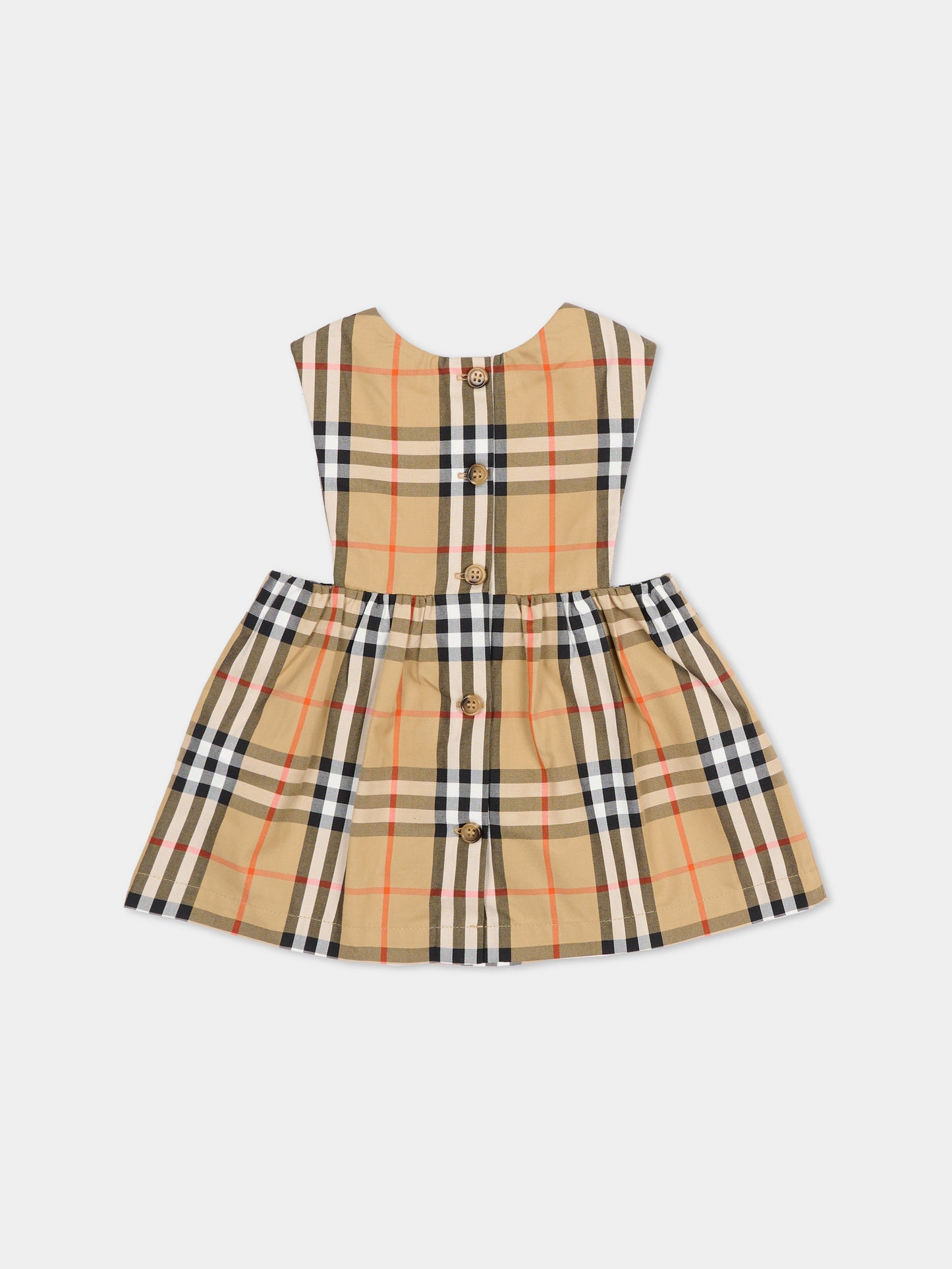 Vestito beige per neonata con check vintage,Burberry Kids,8117967 B9368