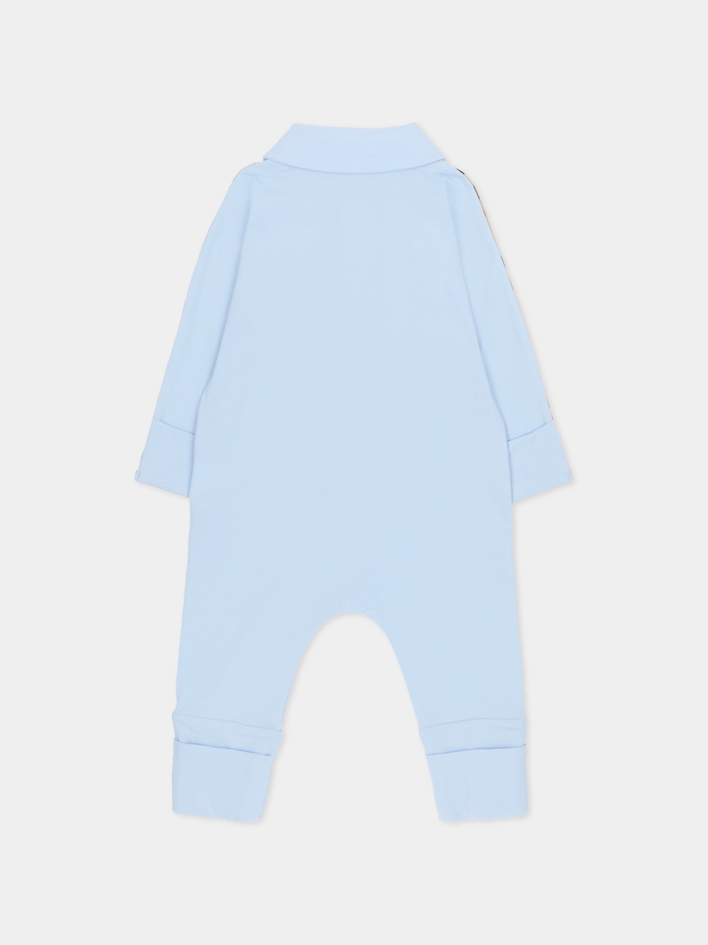 Set tutina celeste per neonato con check vintage,Burberry Kids,8119821 A2165