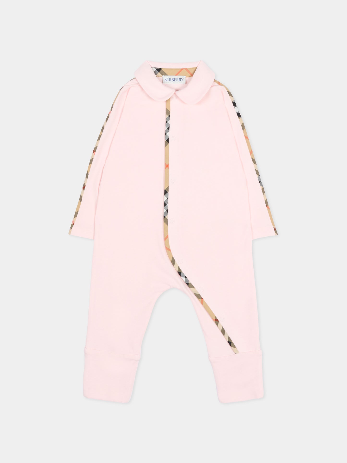 Pink romper set for Baby Girl with vintage check