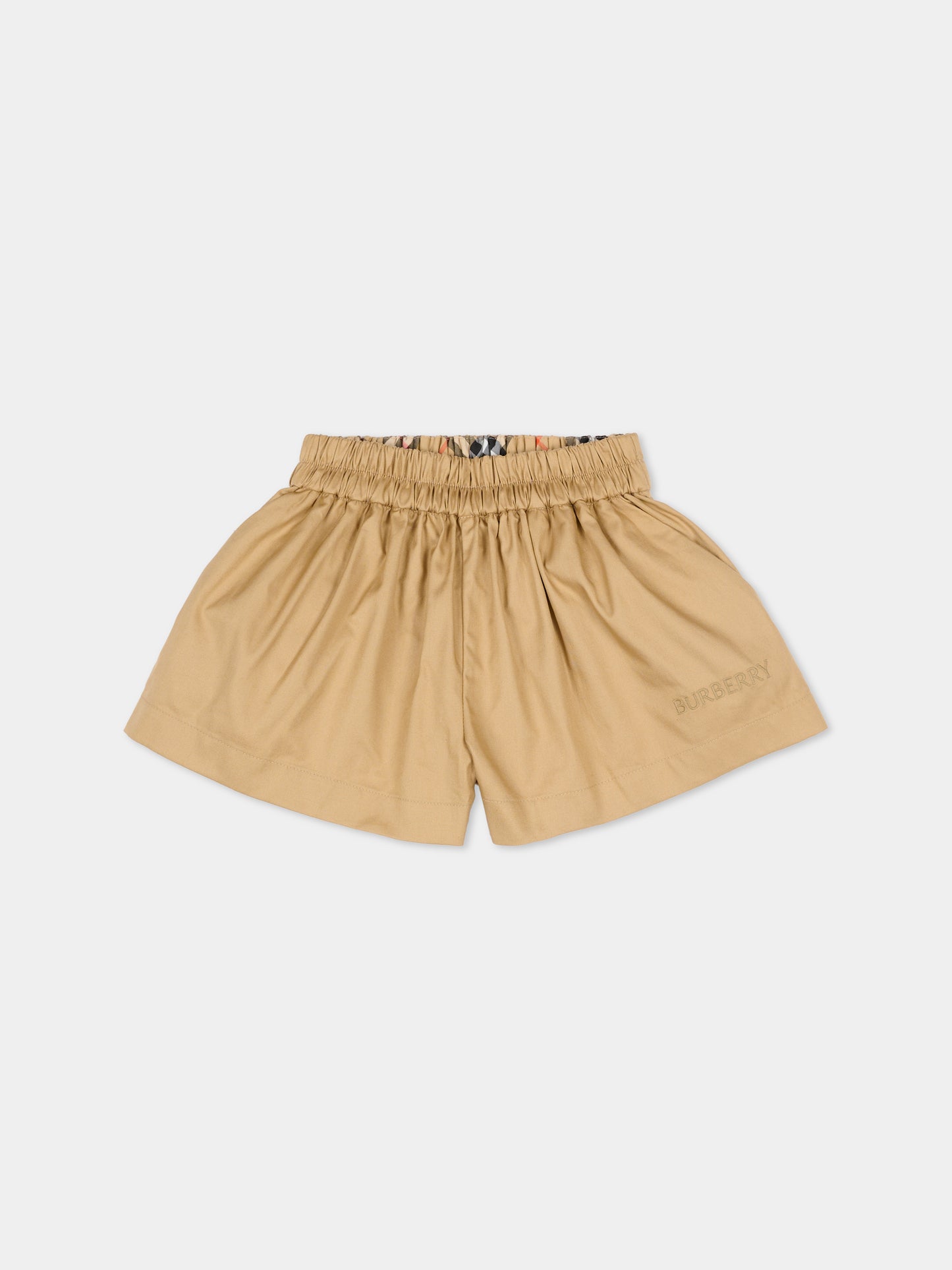Shorts beige per neonati con logo ricamato,Burberry Kids,8123338 B9719