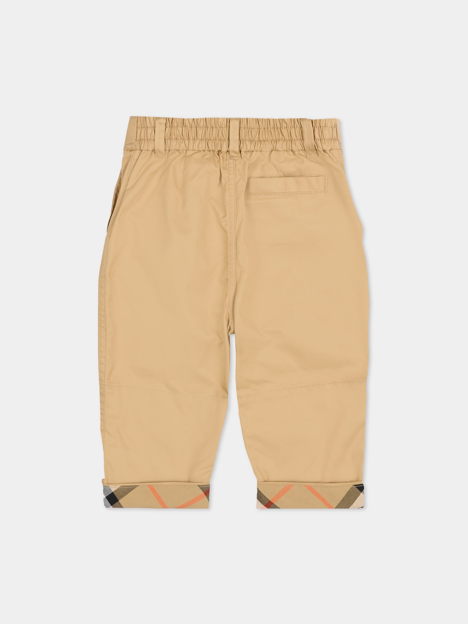 Pantaloni beige per neonati con check vintage,Burberry Kids,8121240 B9719