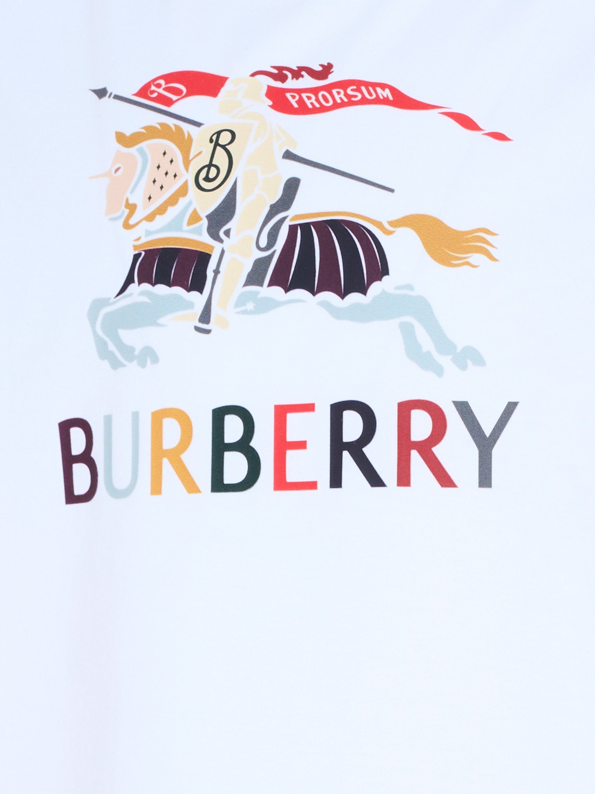 T-shirt bianca per bambini con cavaliere equestre multicolor,Burberry Kids,8117583 A1464
