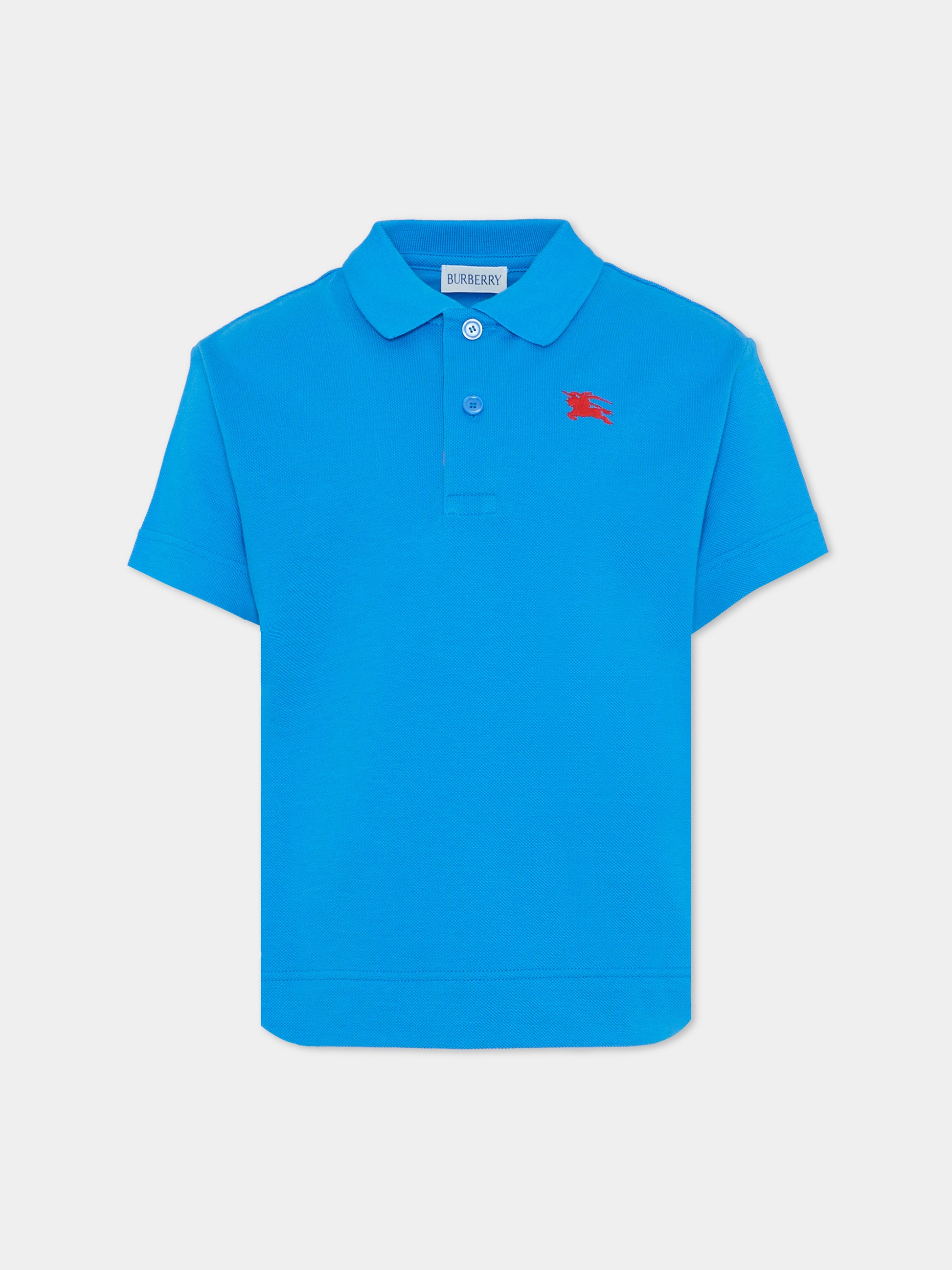 Polo azzurra per bambino con cavaliere equestre,Burberry Kids,8117872 C4138