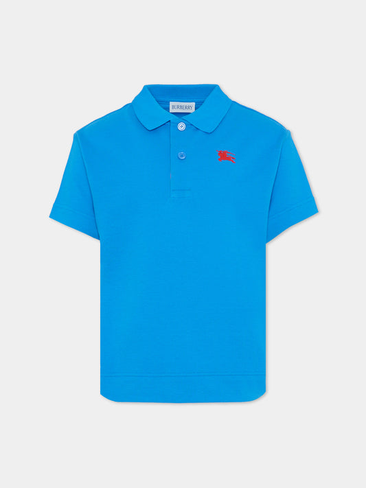 Polo azzurra per bambino con cavaliere equestre,Burberry Kids,8117872 C4138