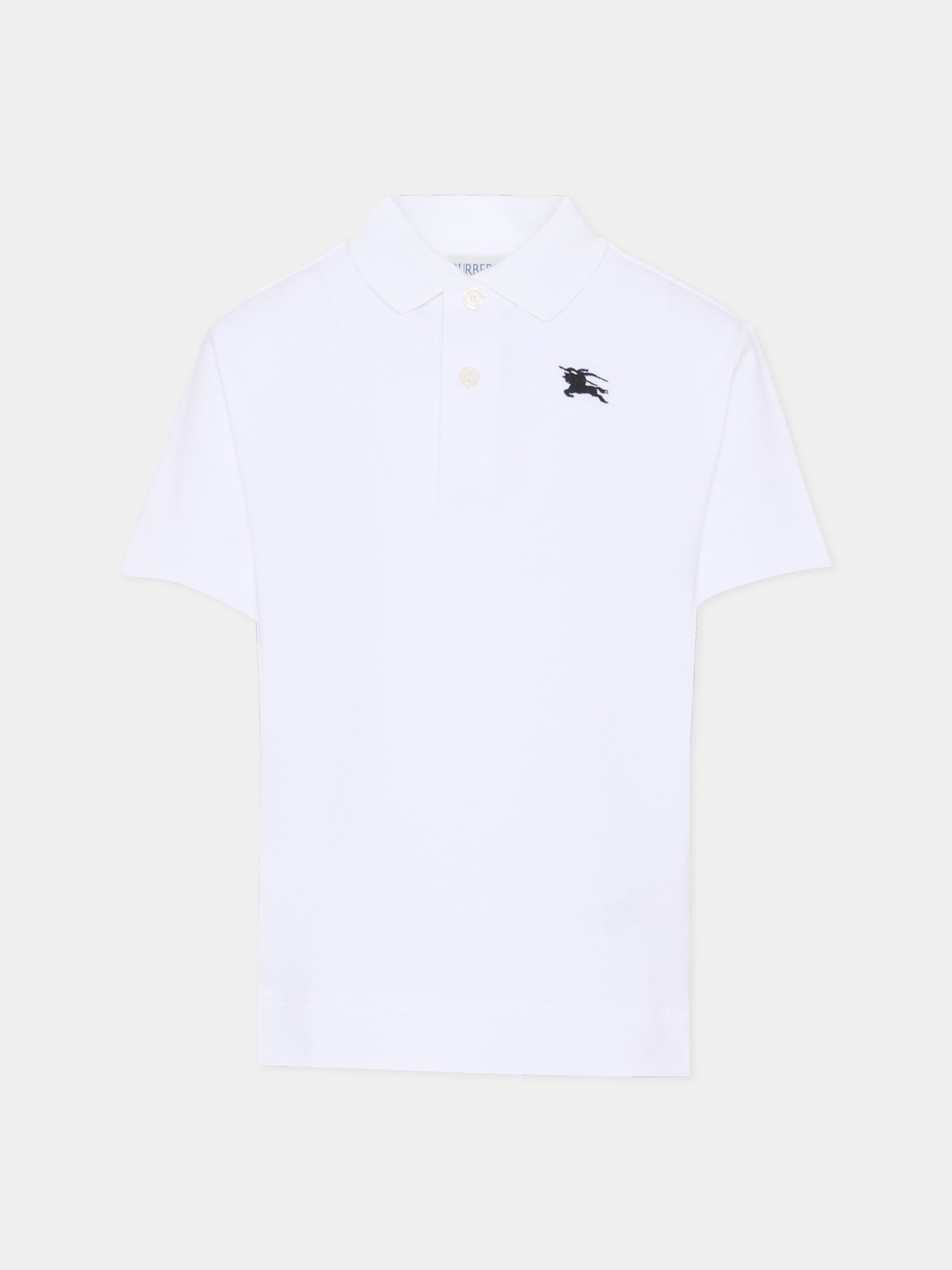 Polo bianca per bambini con cavaliere equestre,Burberry Kids,8117368 A1464