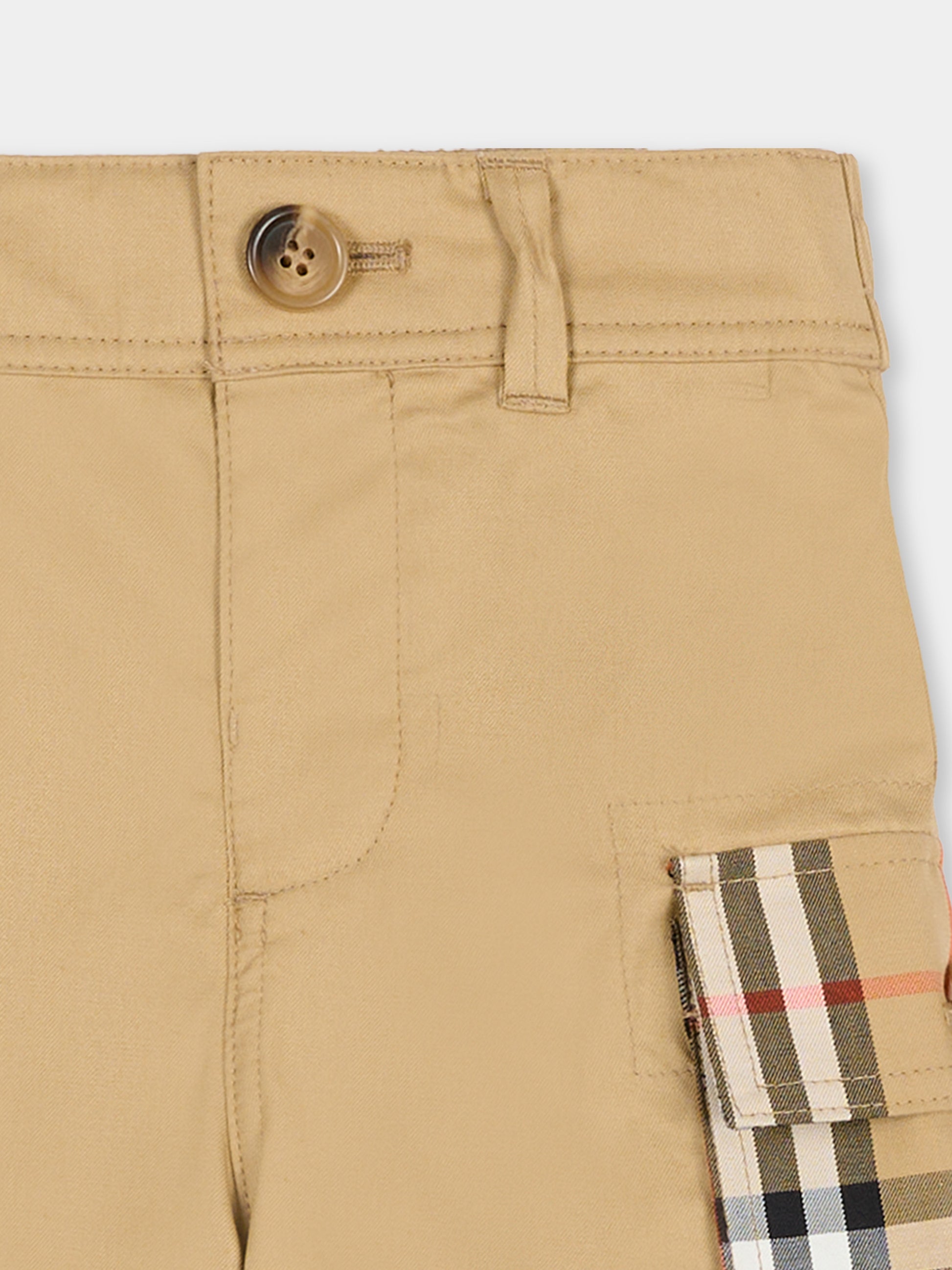 Shorts beige per neonato con check vintage,Burberry Kids,8121249 B9719