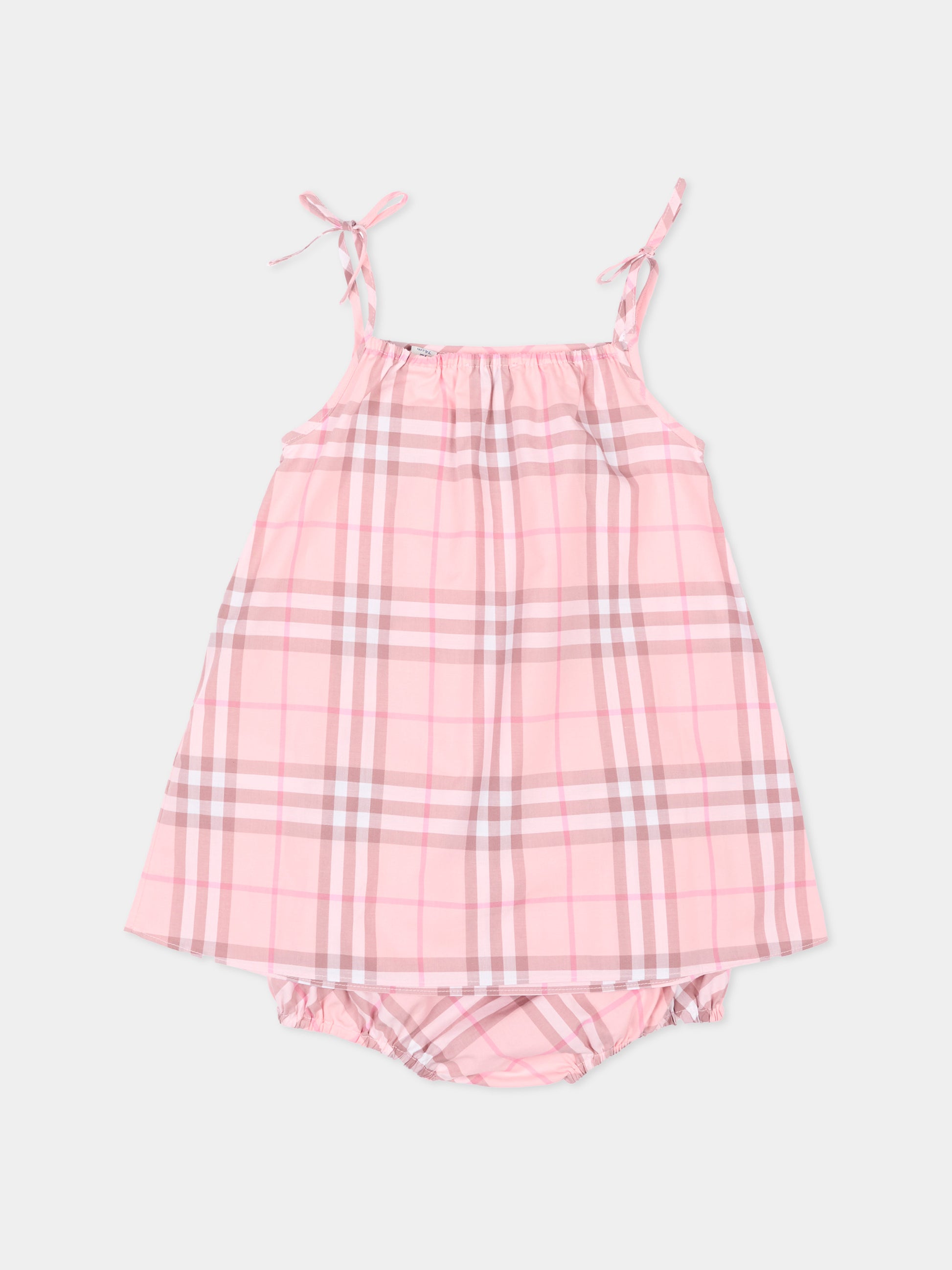 Vestito rosa check per neonata,Burberry Kids,8122486 C4171
