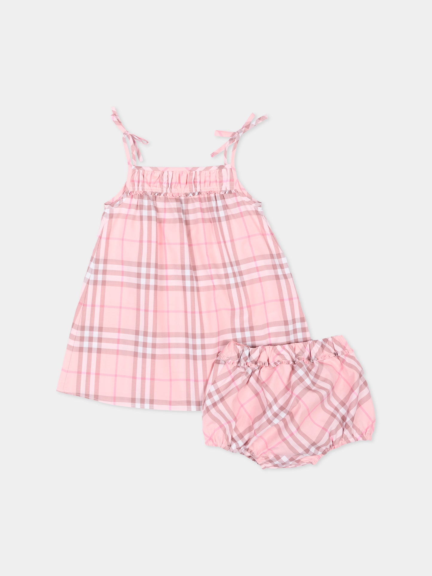 Vestito rosa check per neonata,Burberry Kids,8122486 C4171