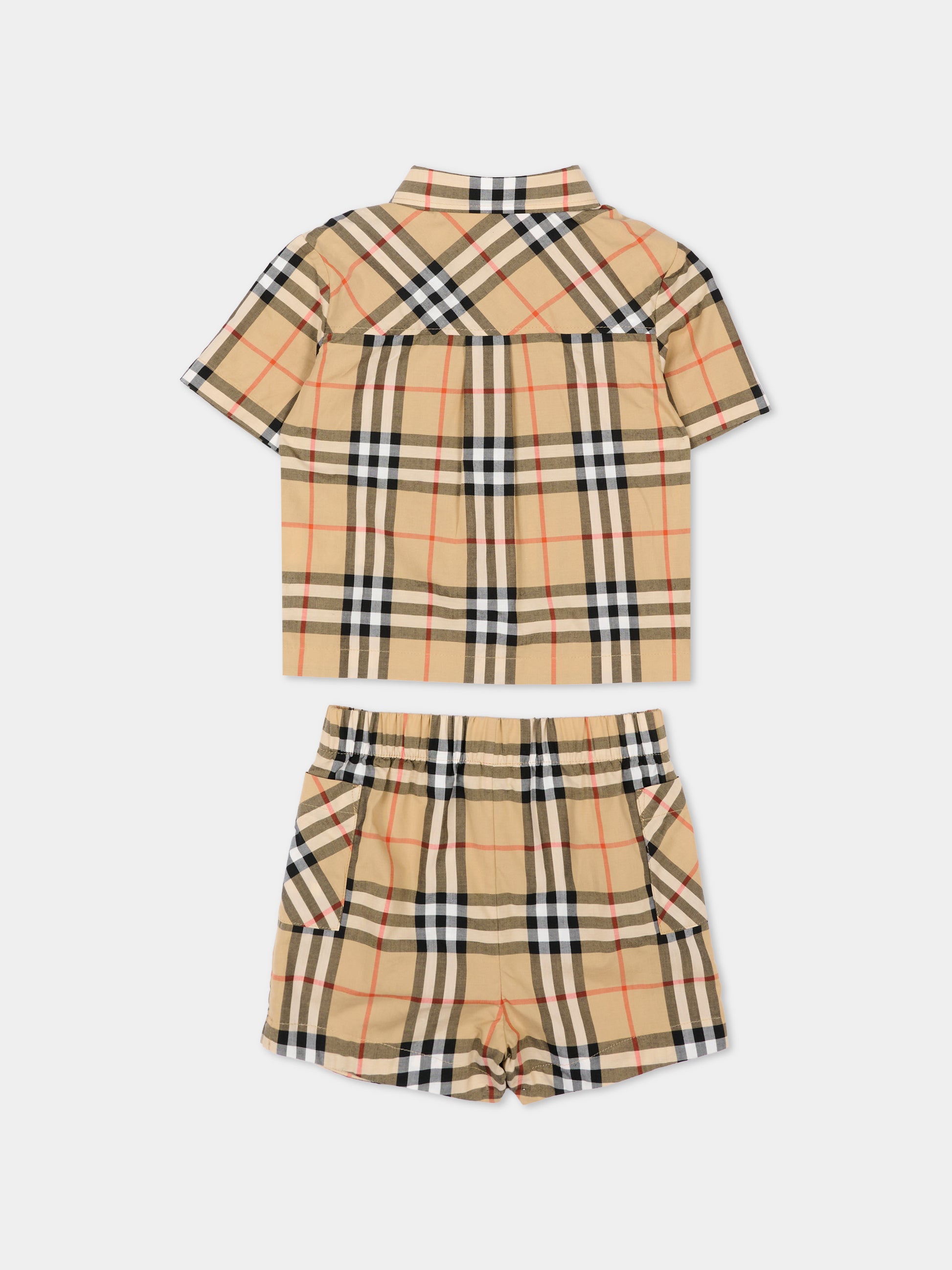 Completo sportivo beige per neonati Vintage Check,Burberry Kids,8120916 B9368
