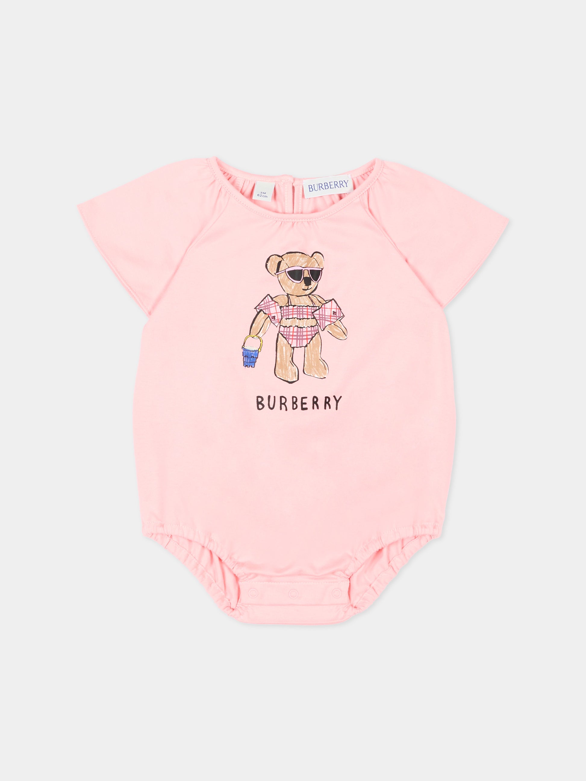 Body rosa con orsetto Burberry per neonata,Burberry Kids,8119304 C4016