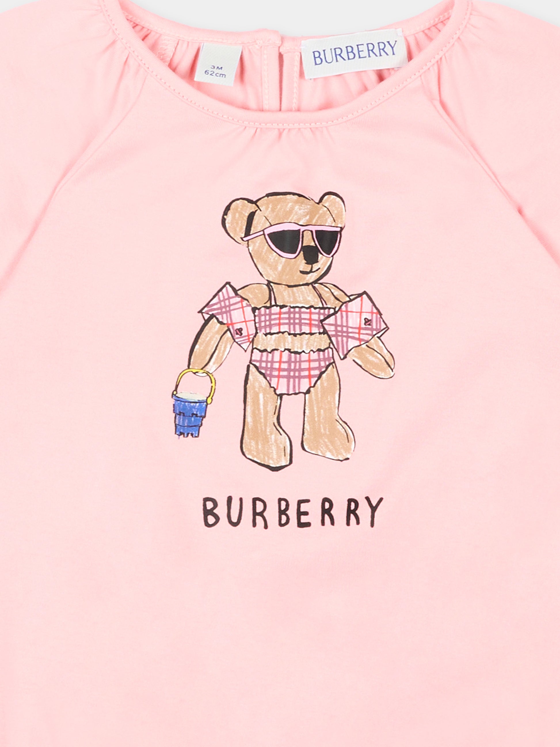 Body rosa con orsetto Burberry per neonata,Burberry Kids,8119304 C4016