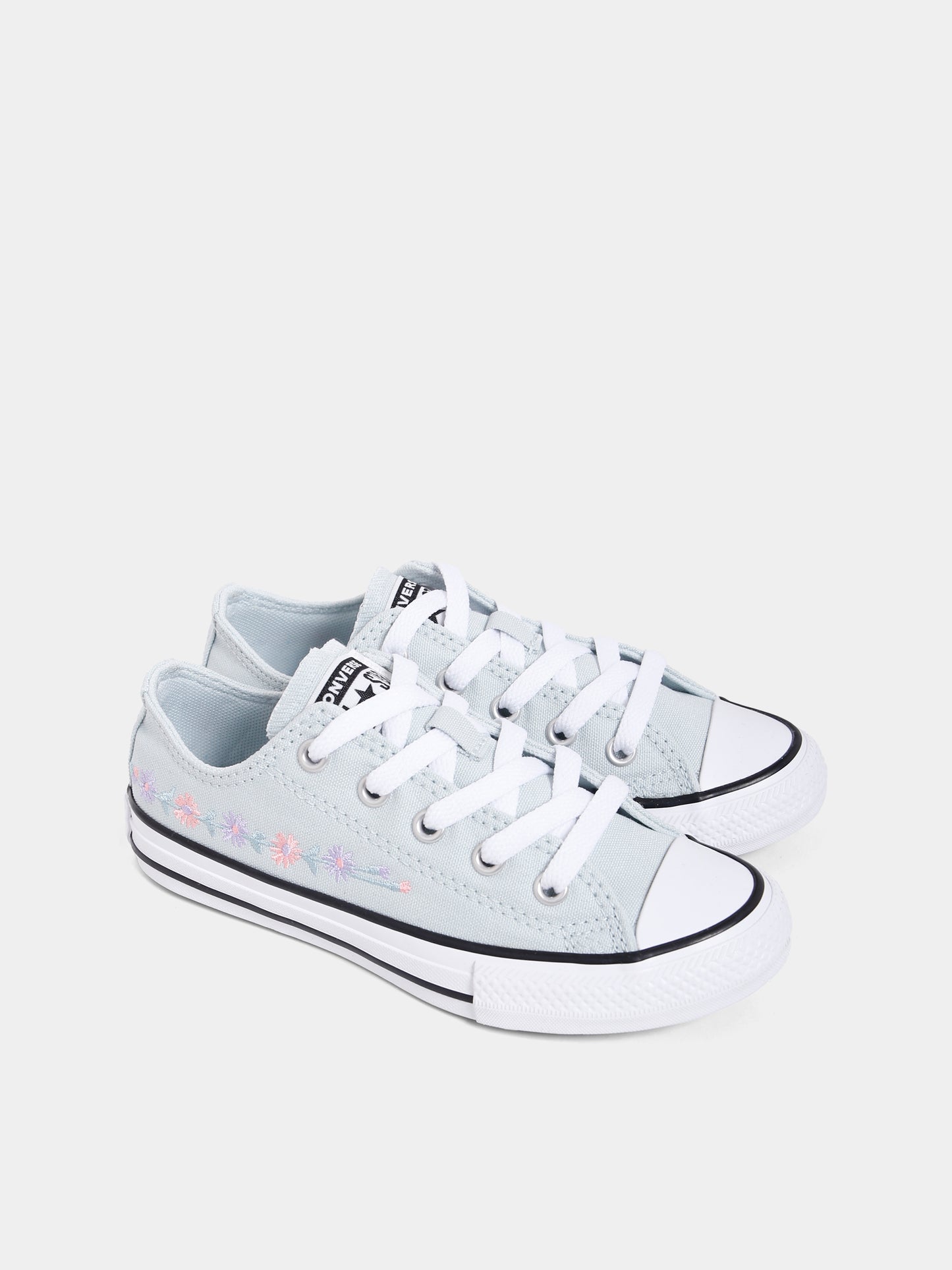 Sneakers Chuck Taylor All Star verdi per bambina con fiori ricamati,Converse,A11776C