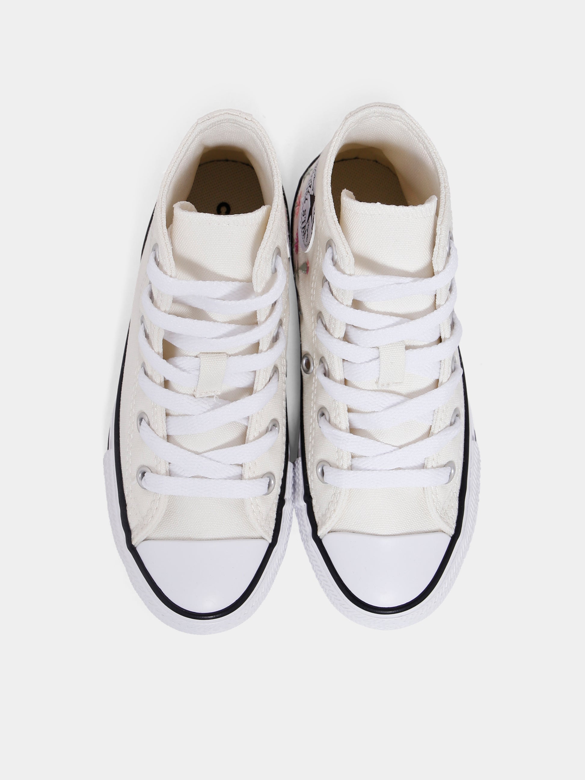 Sneakers Chuck Taylor All Star avorio per bambina con fiori ricamati,Converse,A11775C