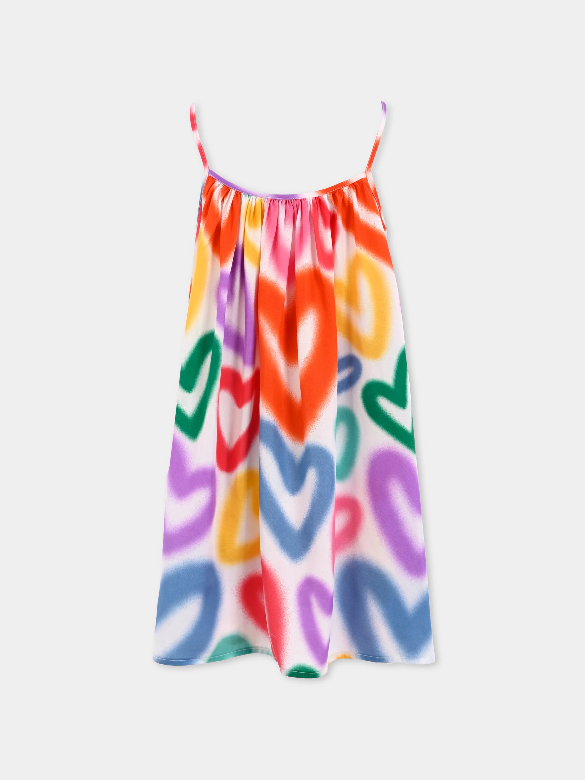 Vestito multicolor per bambina con cuore all over,Stella Mccartney Kids,TW1D22 Z2538 101MC