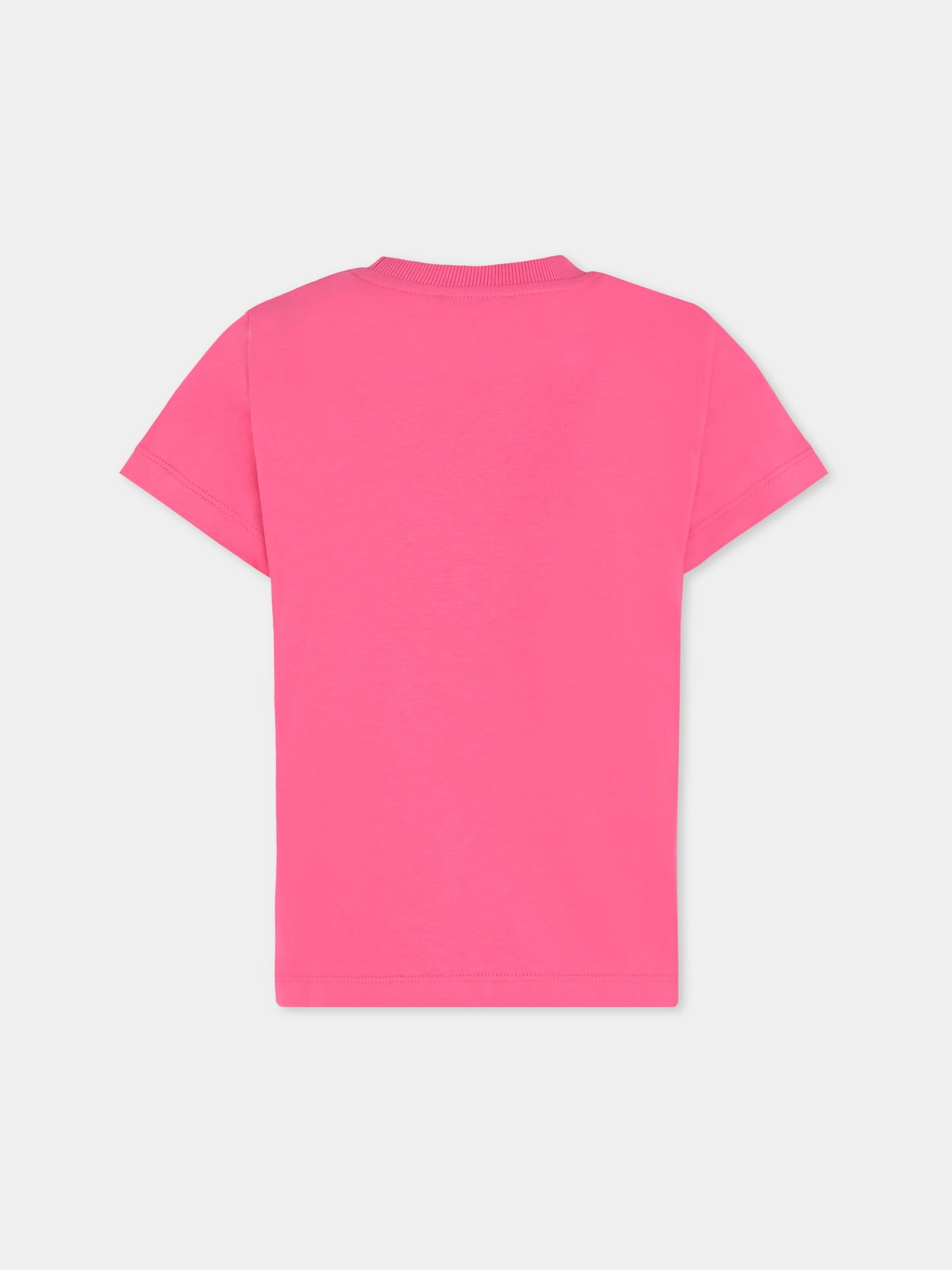 T-shirt fucsia per bambina con patch Teddy Bear,Moschino Kids,HUM05E LAA02 50533