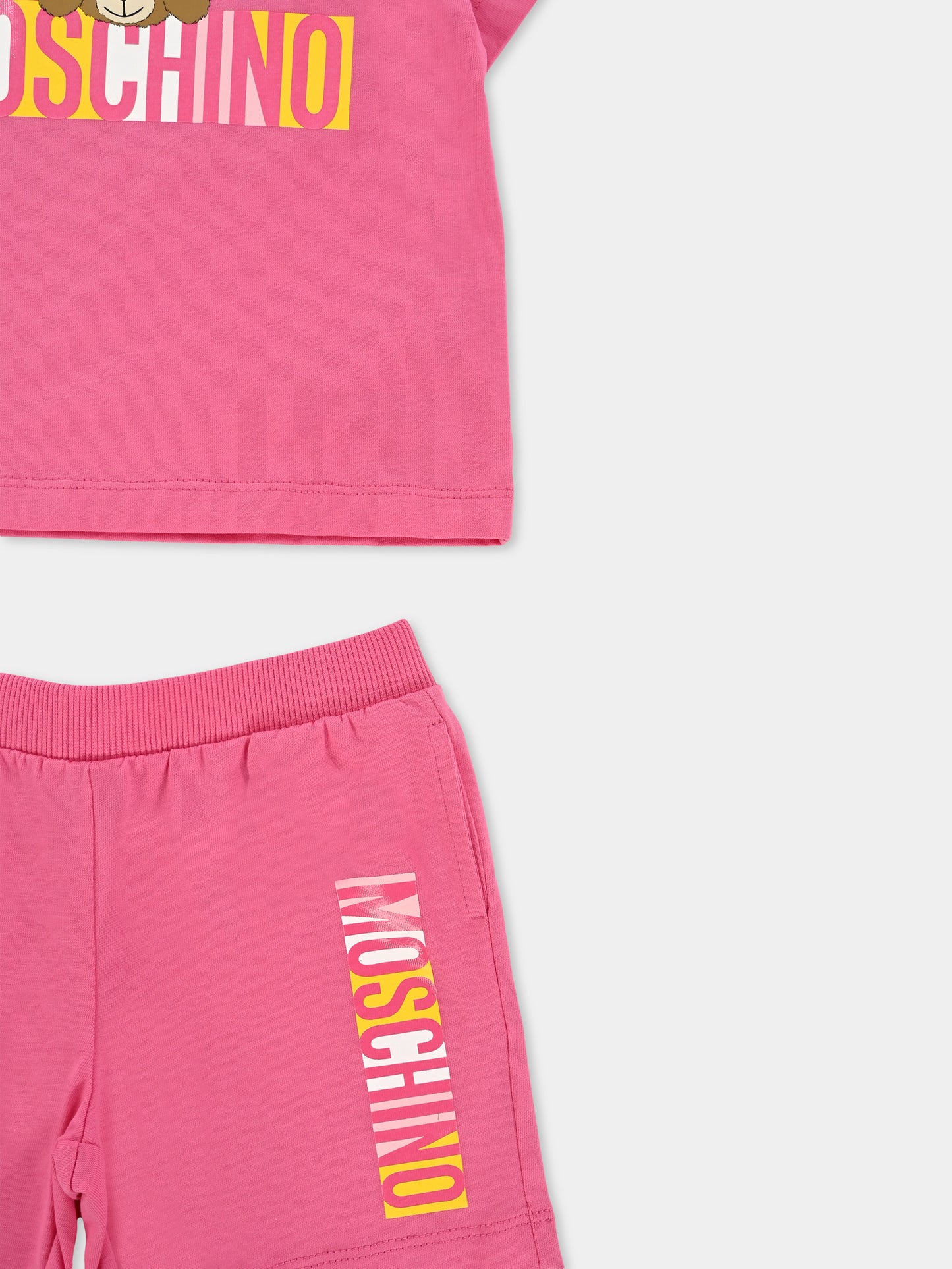 Completo fucsia per neonata con Teddy Bear,Moschino Kids,MVG00M LAA02 50533