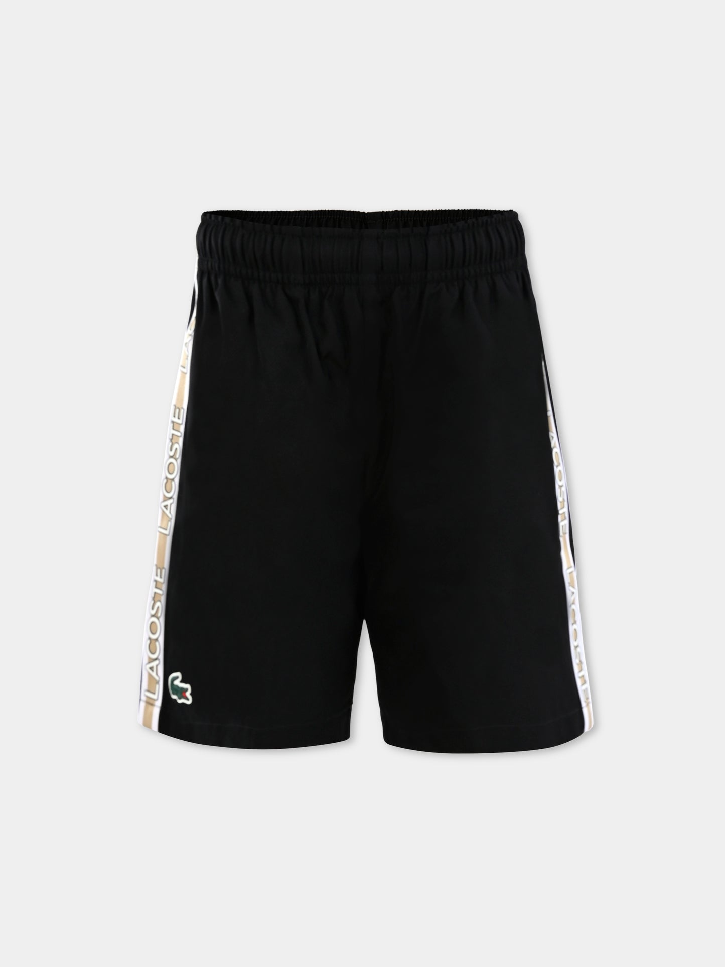 Shorts neri per bambino con logo e coccodrillo,Lacoste,GJ8485 031