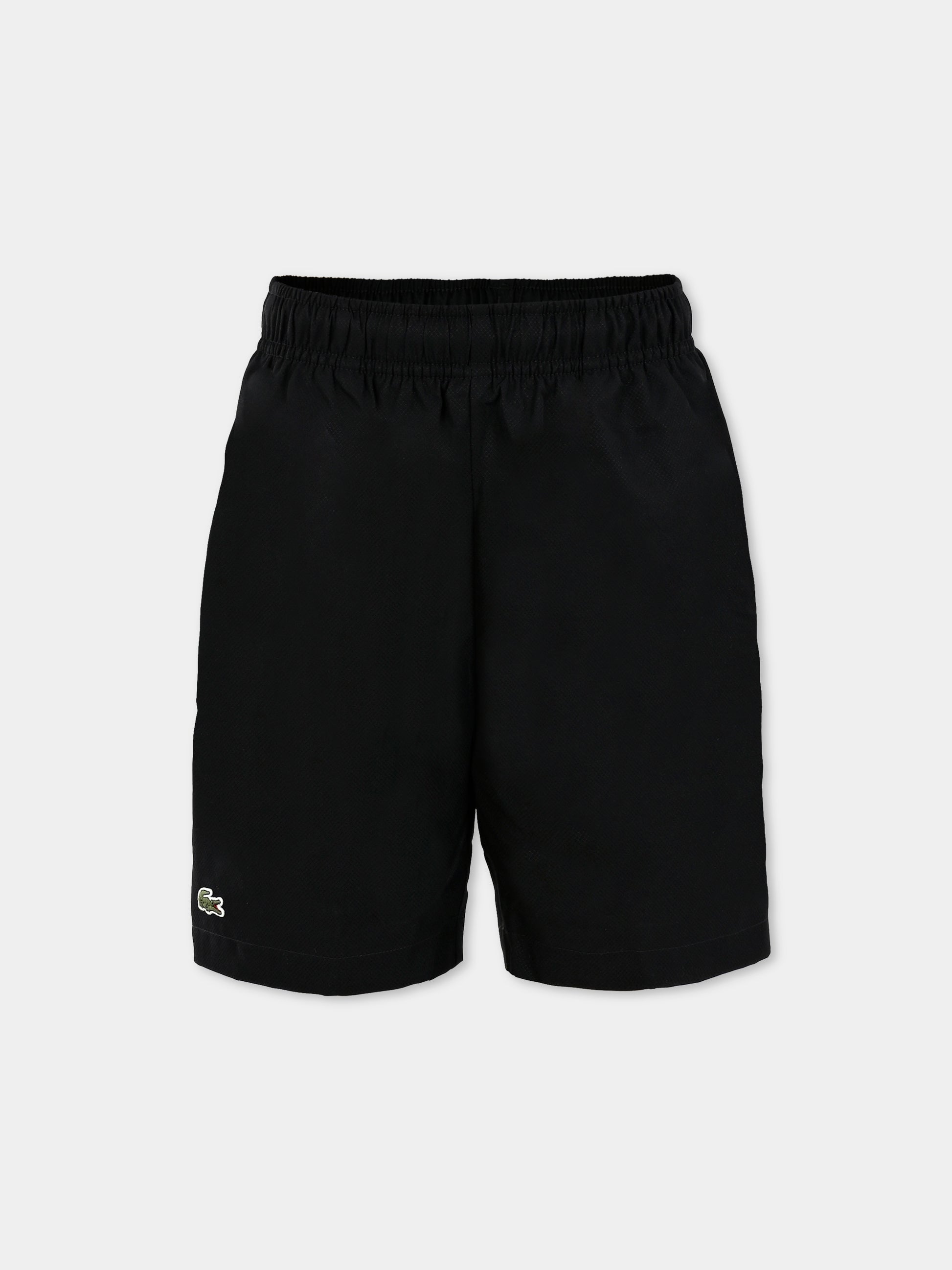 Shorts neri per bambino con coccodrillo,Lacoste,GJ9820 031