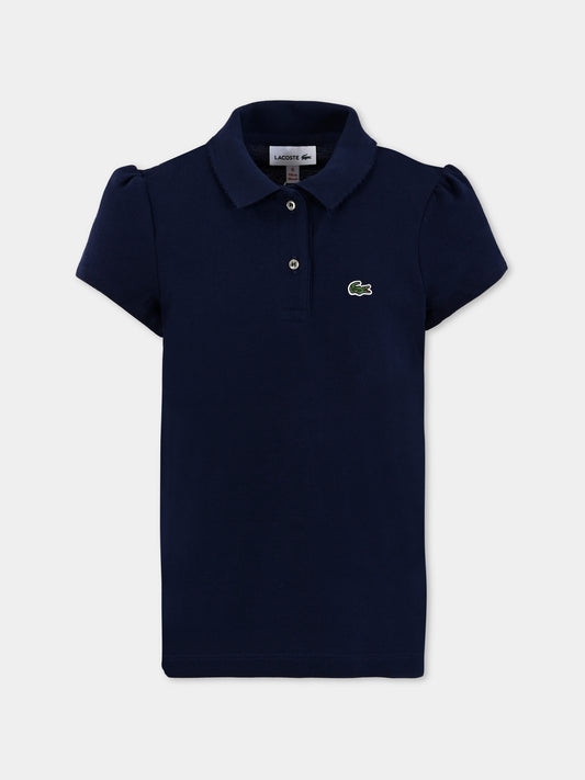 Polo blu per bambina con coccodrillo,Lacoste,PJ3594 166