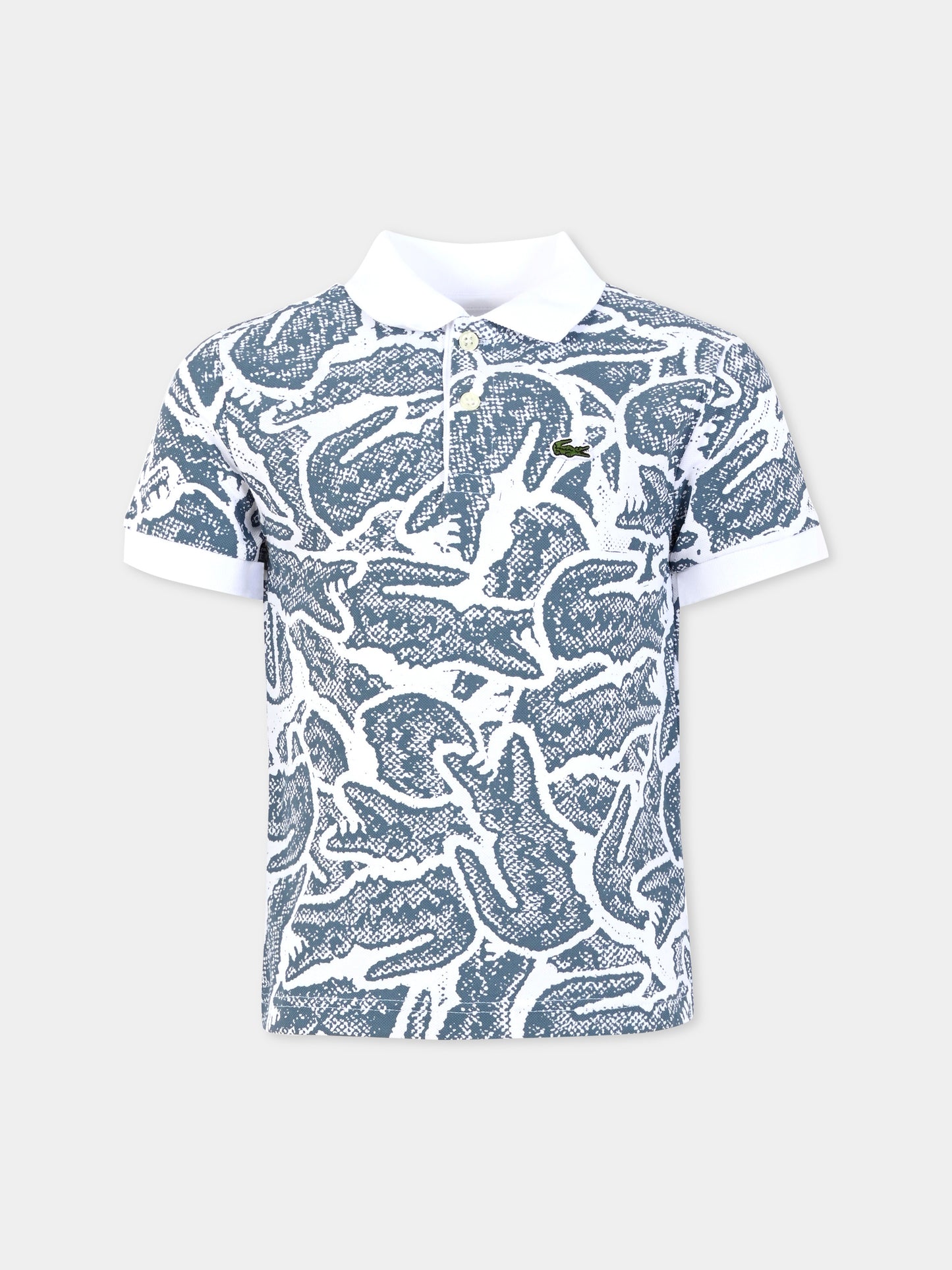 Polo bianca per bambino con coccodrillo all over,Lacoste,PJ8466 I0N