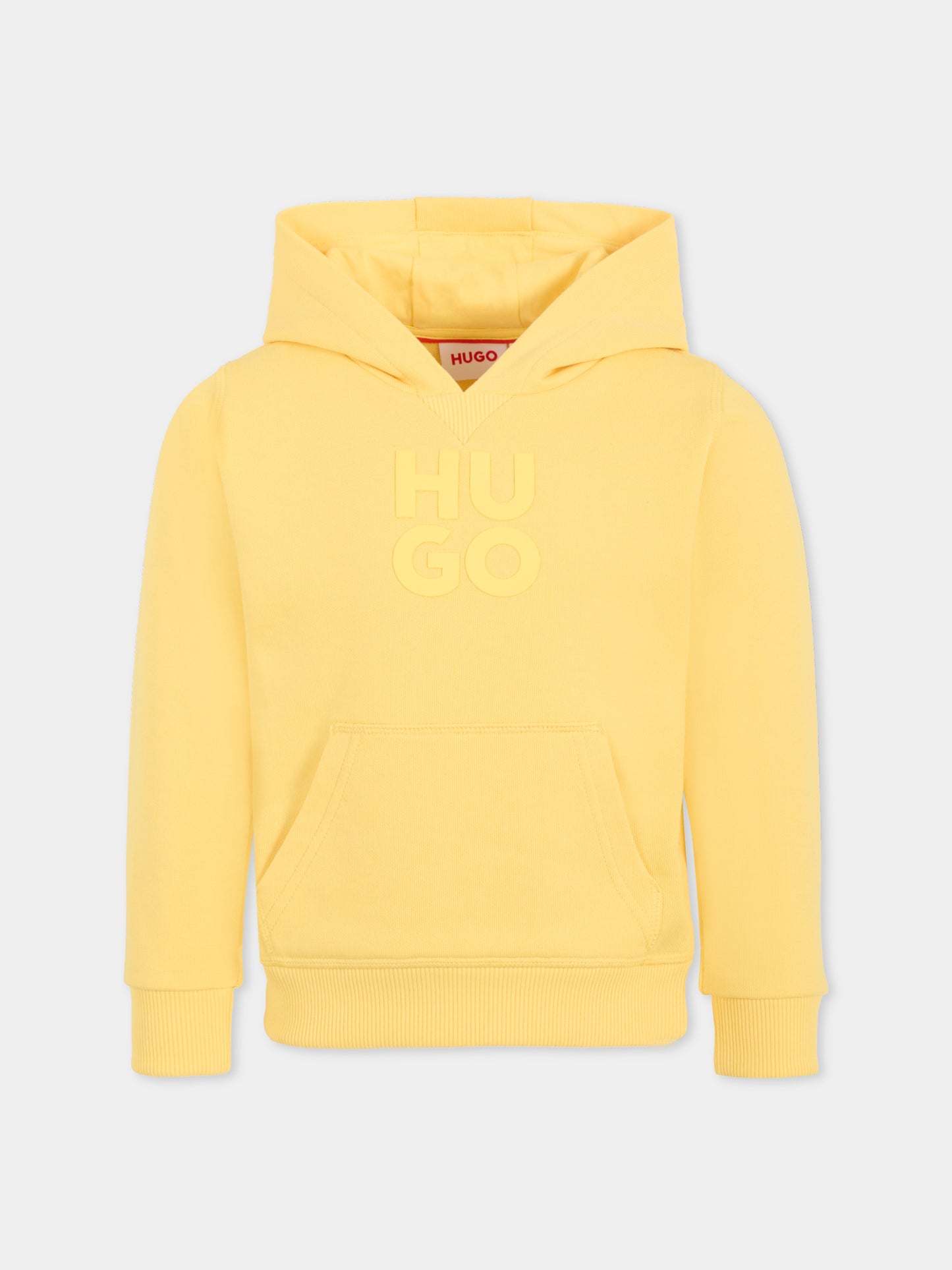 Felpa gialla per bambino con logo,Hugo,G00349 501