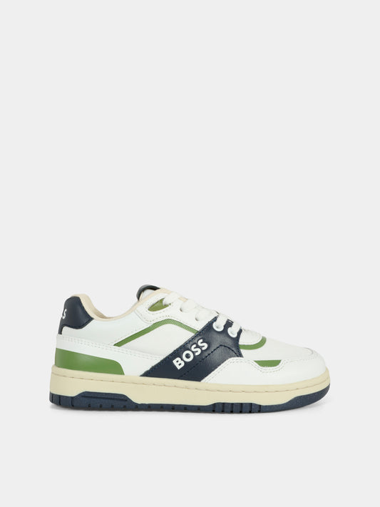 Sneakers bianche per bambino con logo,Boss,J51659 10P