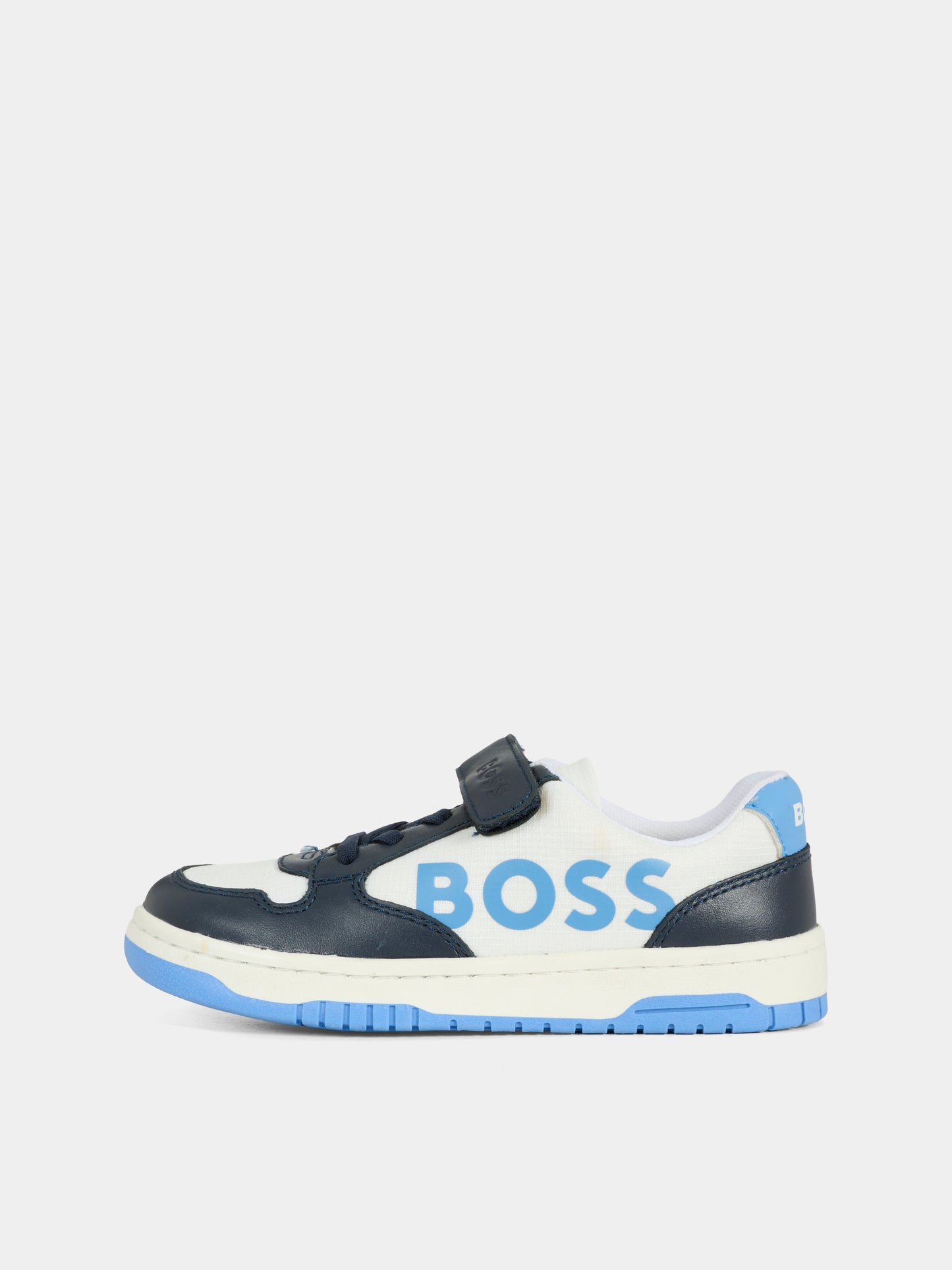 Sneakers celesti per bambino con logo,Boss,J52160 849